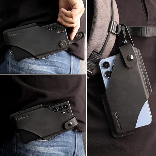 Miniatura 2 de Gentlestache Funda de cuero para teléfono celular con clip para cinturón, bolsa de cuero para iPhone Samsung Motorola, funda para cinturón con