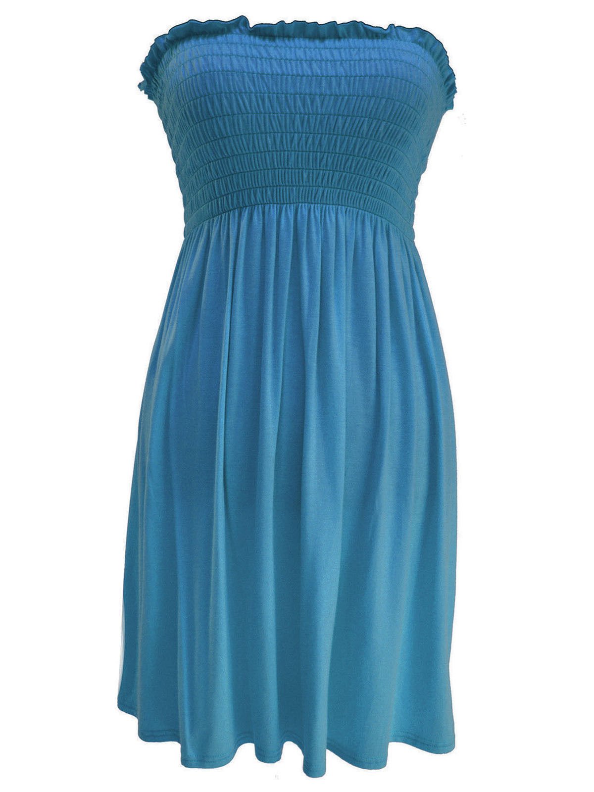 Metluq M0d4 Women's Teal Strapless Sheering Boob Tube Gather Bandeau Summer Sleeveless Top Dress 8-22 (, Uk 8-10 S/M)