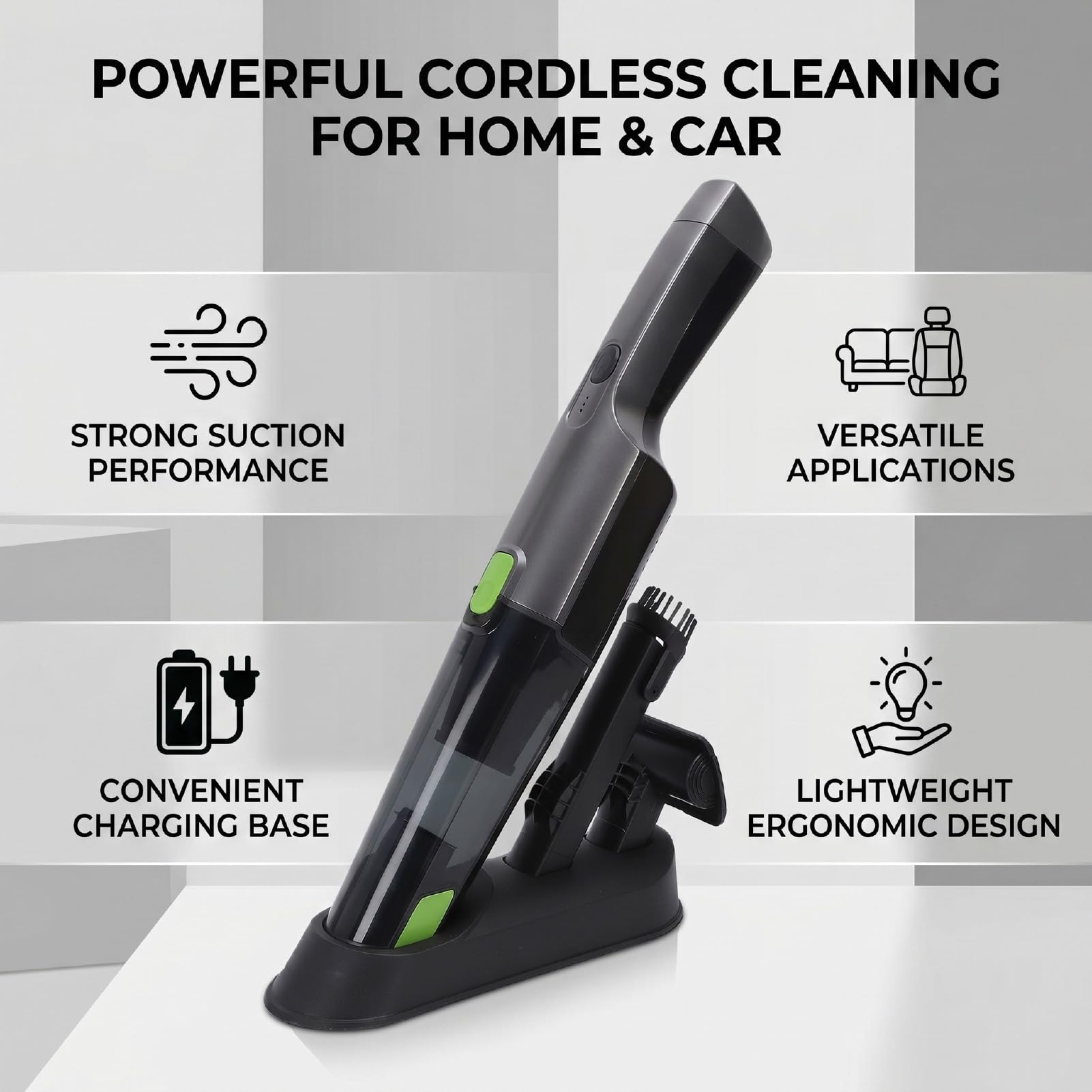 Aspiradora de Mano Aspiradora de Mano Inalámbrica ABS Pequeña Portátil 2000 MAh Succión Fuerte Diseño Liviano para el Teclado del sofá del Hogar del Automóvil
