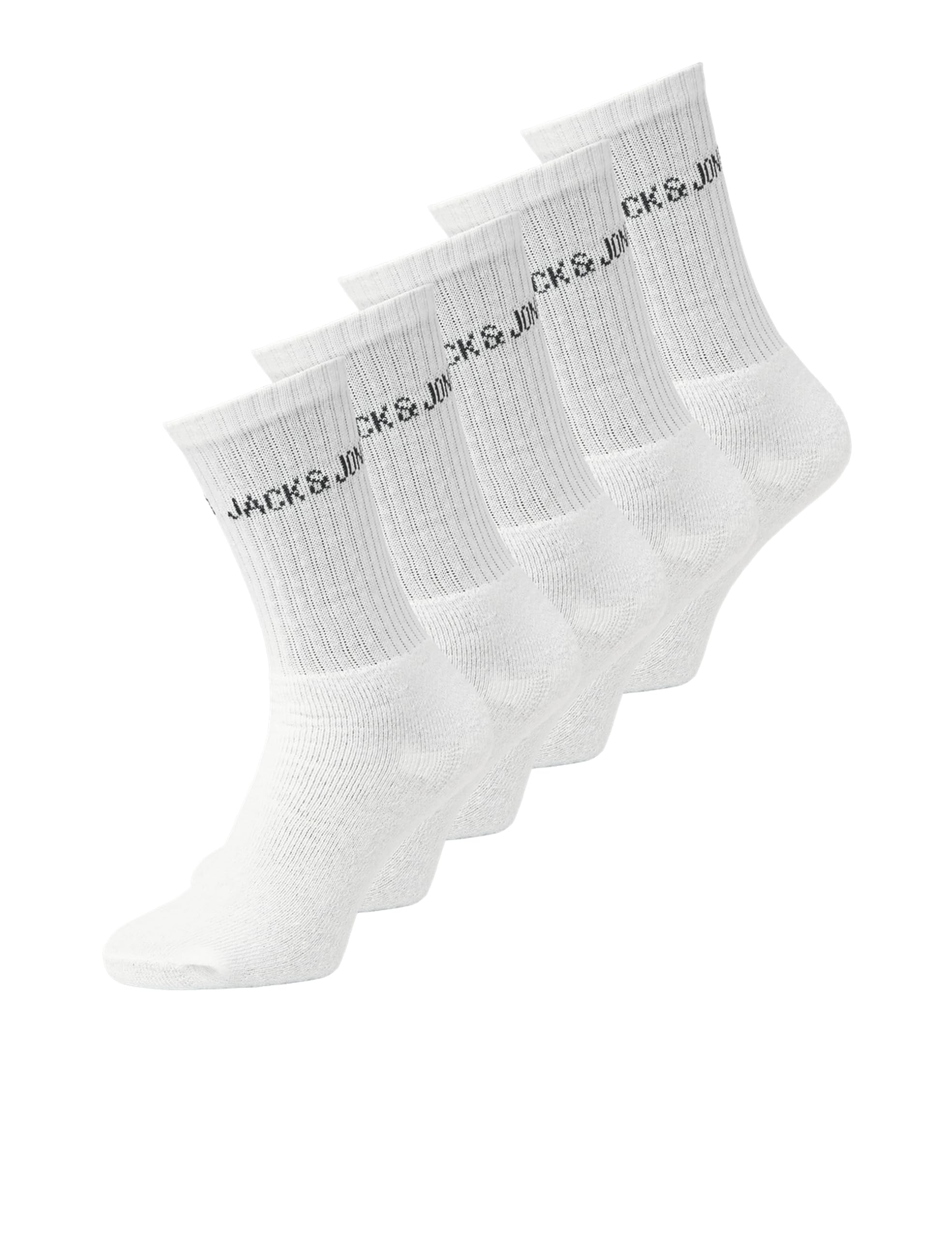 Jack And Jones Men's Regen 5 Pack Crew Socks - White - Mens 7-12