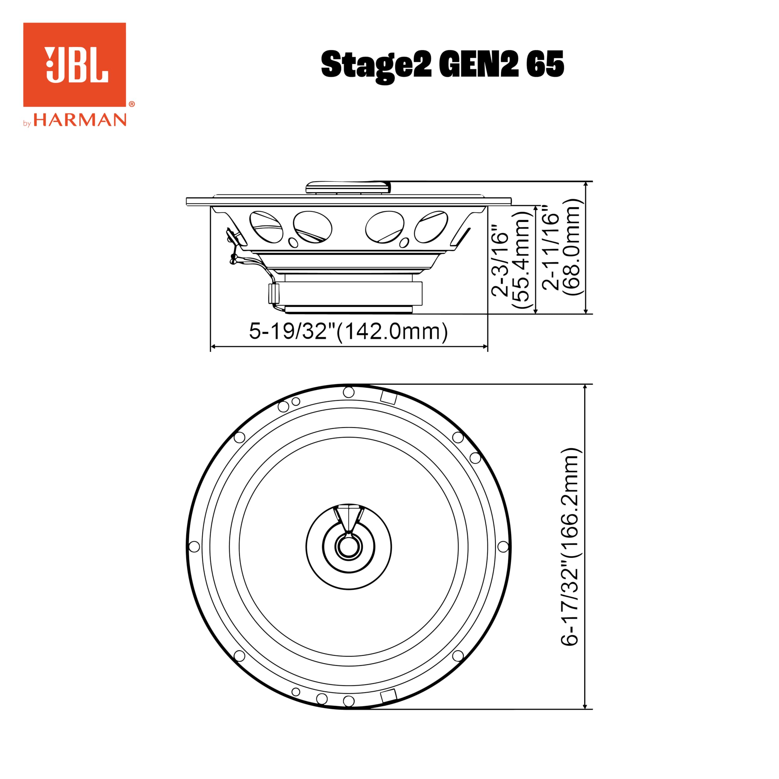 JBL Stage2 GEN2 65 Koaxial Lautsprecher Auto 165mm 6,5 Zoll 60W RMS 480W Max Paarweise
