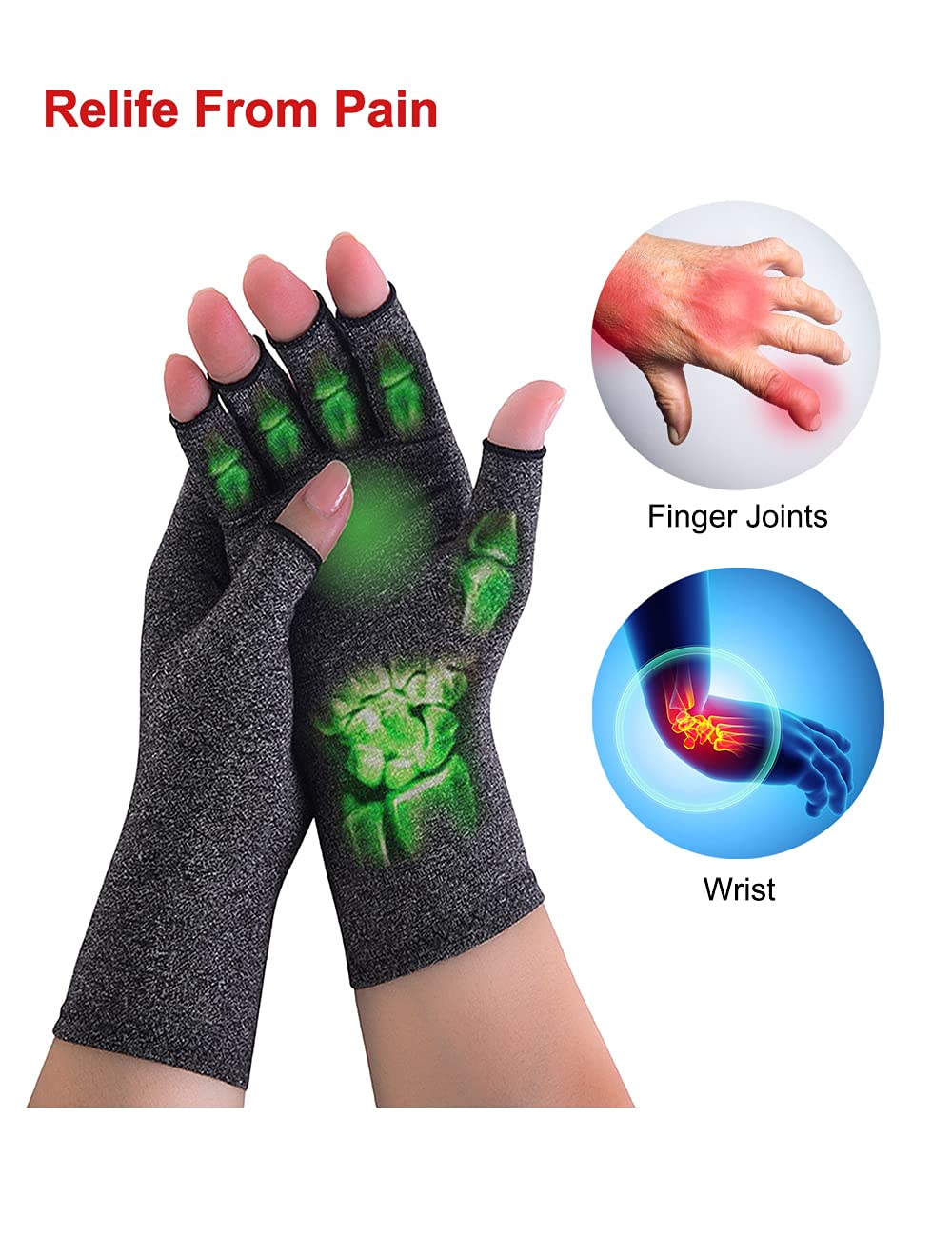 Donfri 2 Pairs Arthritis Compression Gloves For Women