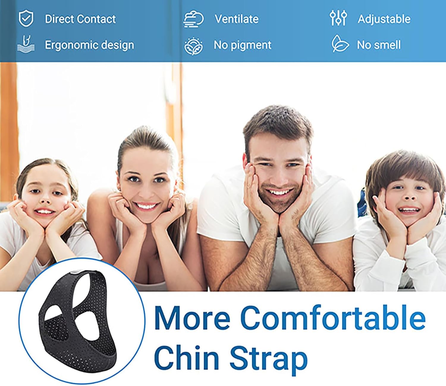 Chin Strap for Sleeping Comfortable Stop Snoring Solution, Anti Snoring Chin Strap with 4-Side Adjustment,Anti Snoring Devices Breathable and Durable,Snore Stopper for CPAP Users,M,Black - Image 5