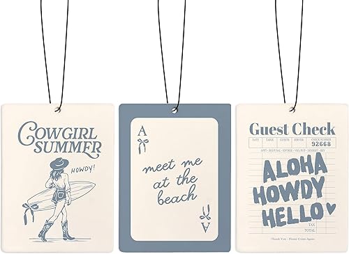 Miniatura 9 de Ambientador de aire para automóvil, retro Y2K costero playero, ambientador colgante de 3 piezas para autos, armario, cajón o libros, decoración de