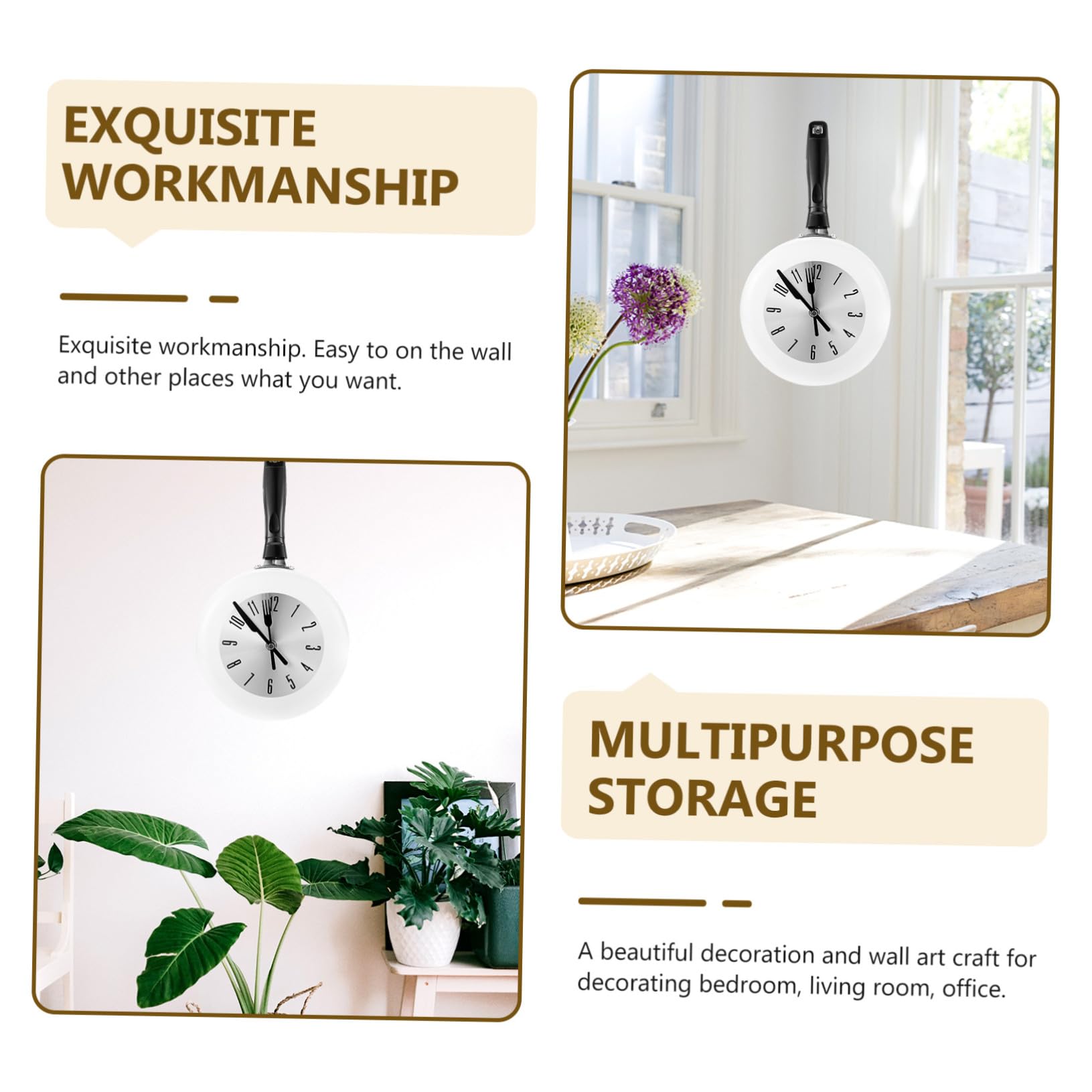 Orologio da Parete Design Rotondo per Cucina Bianco Combinazione Classica e di Viaggio Accurato e Silenzioso in Acciaio Inossidabile e Plastico