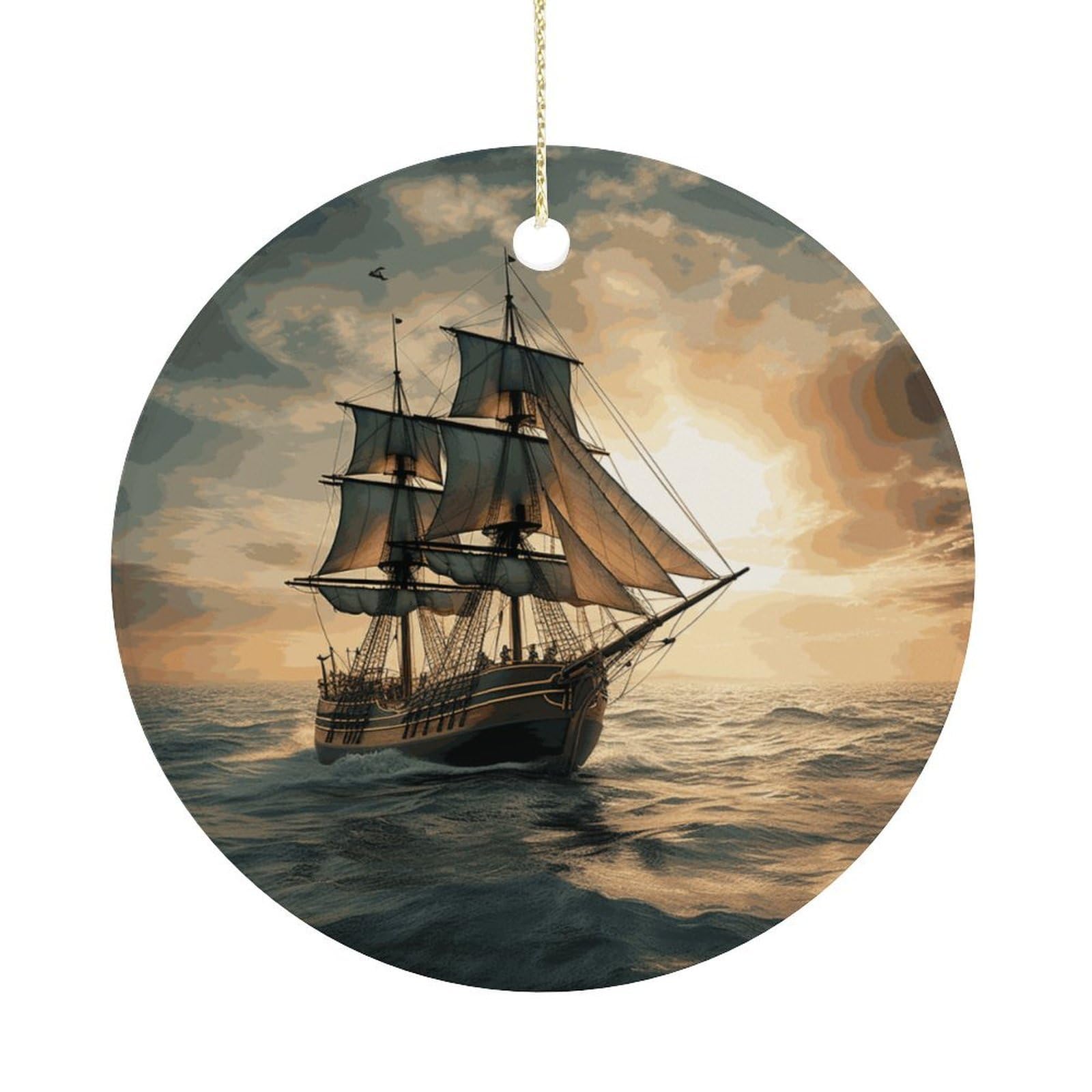 Adfgyerh Women's Style Ship Sailing Alone Hanging Ceramic Ornaments, Christmas Tree Decorations, Funny Home Decor Gifts For Sisters & Work Best Friends