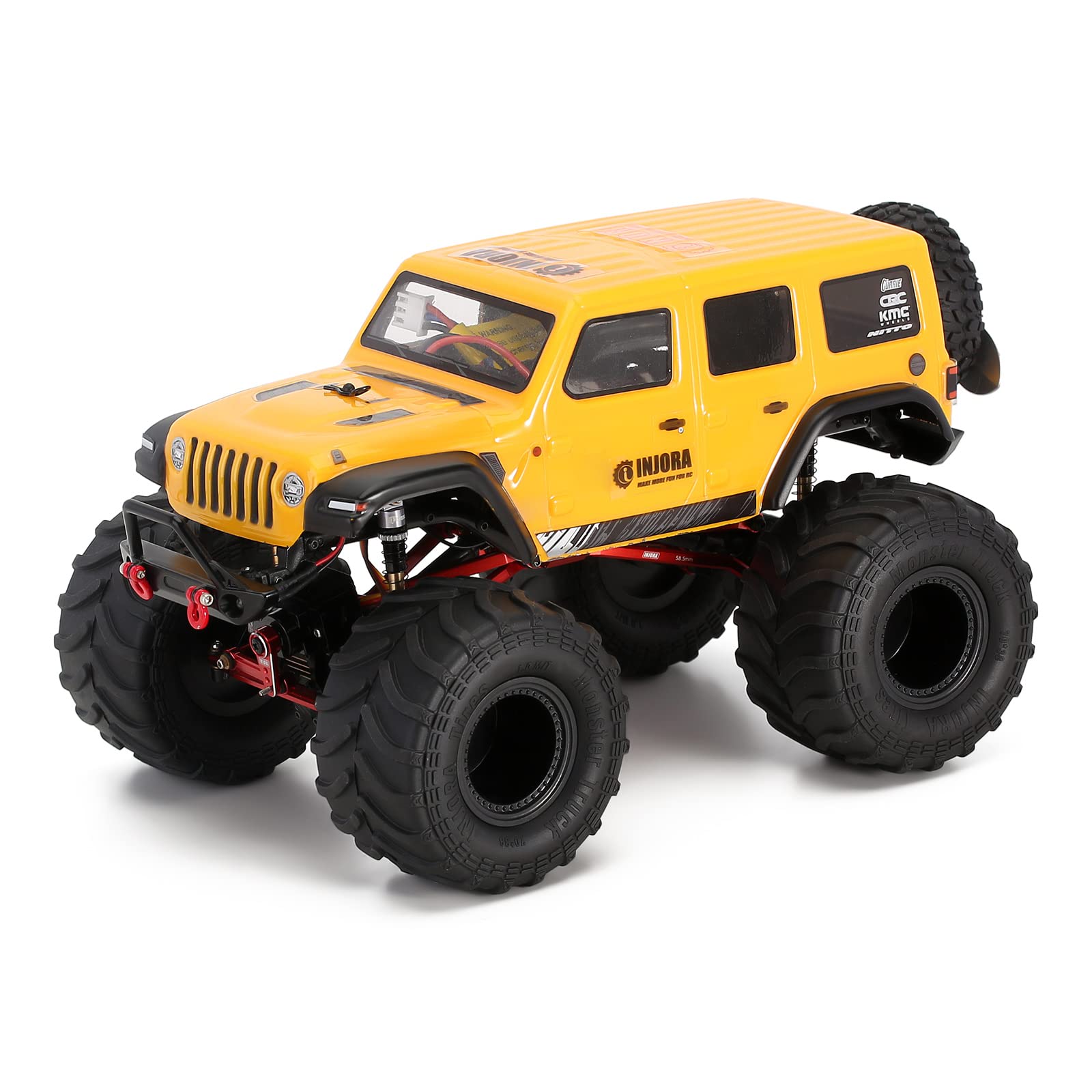 INJORA RC Monster Truck Pneumatico e Beadlock Cerchi 70 * 38mm 4pcs per 1/24 RC Crawler Car SCX24 Gladiator Bronco C10 JLU Deadbolt B17 FMS FCX24 FCX18,Nero