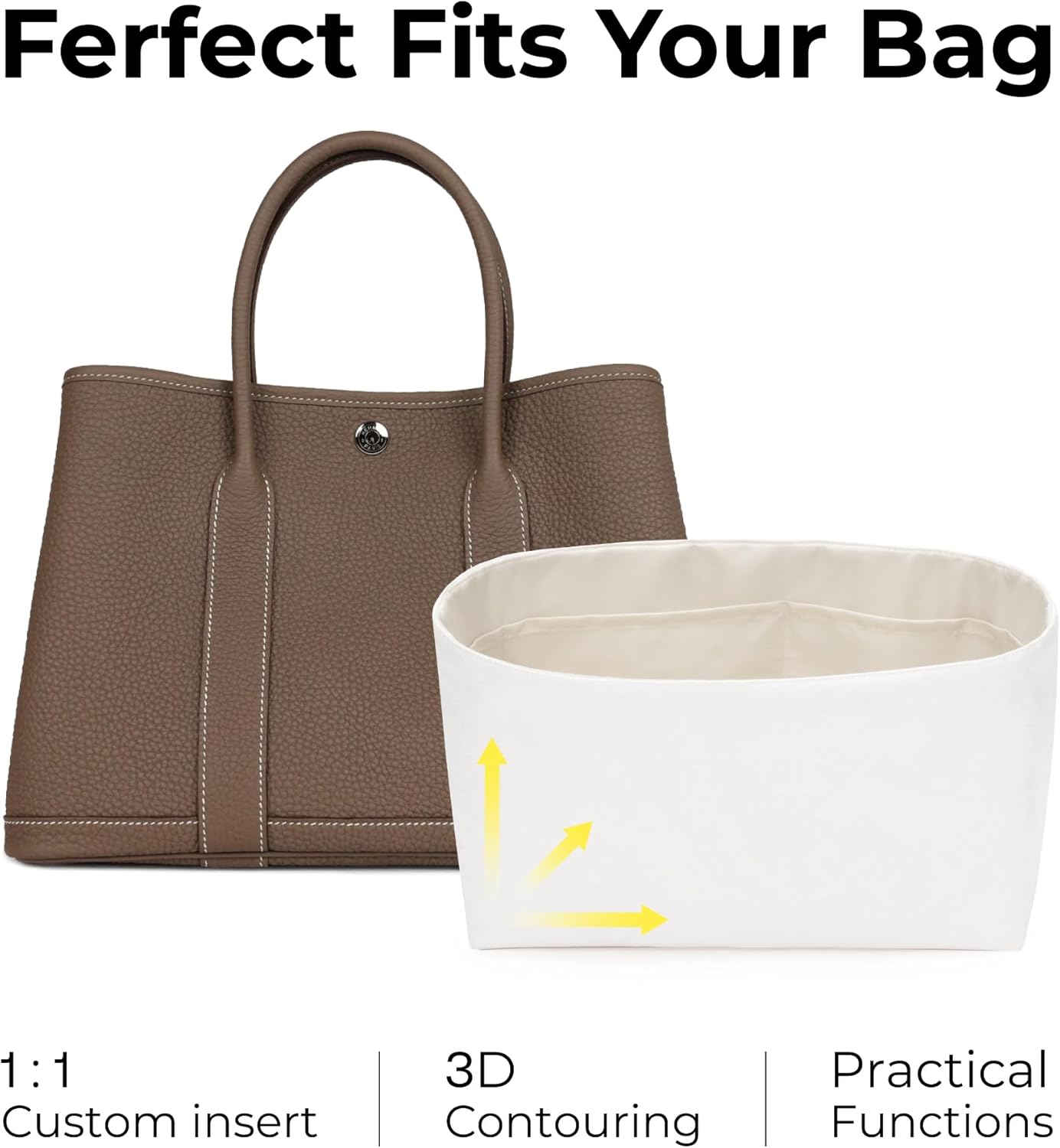 FANJI Project トートバッグ オーガナイザー インサート HERMES Garden Party 30用 カスタムフィッ