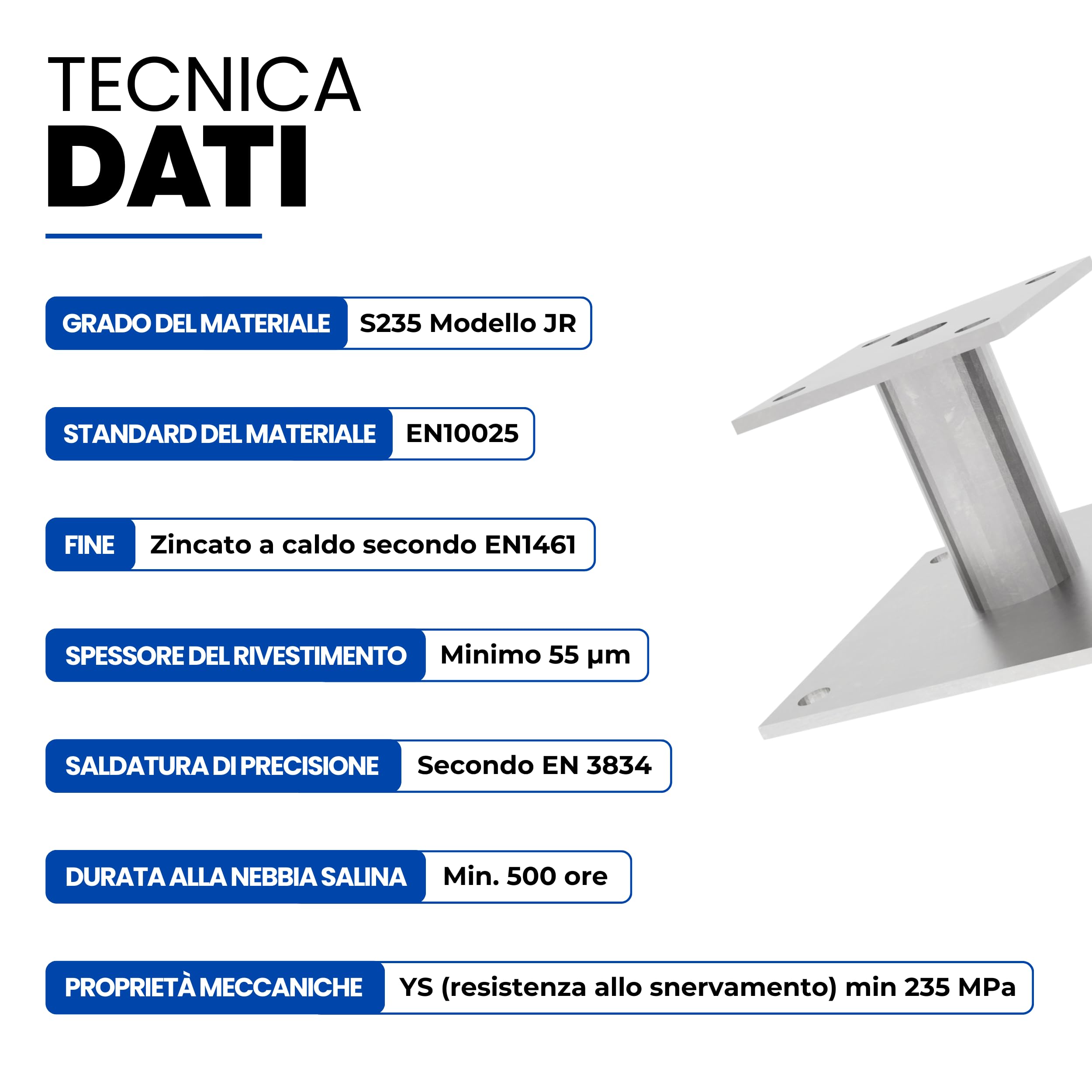 GeZu Impex Supporto per Pali 100 x 100 mm Set di 4 Ancoraggi per Pali Zincati a Caldo Supporto Heavy Duty Base Elevata