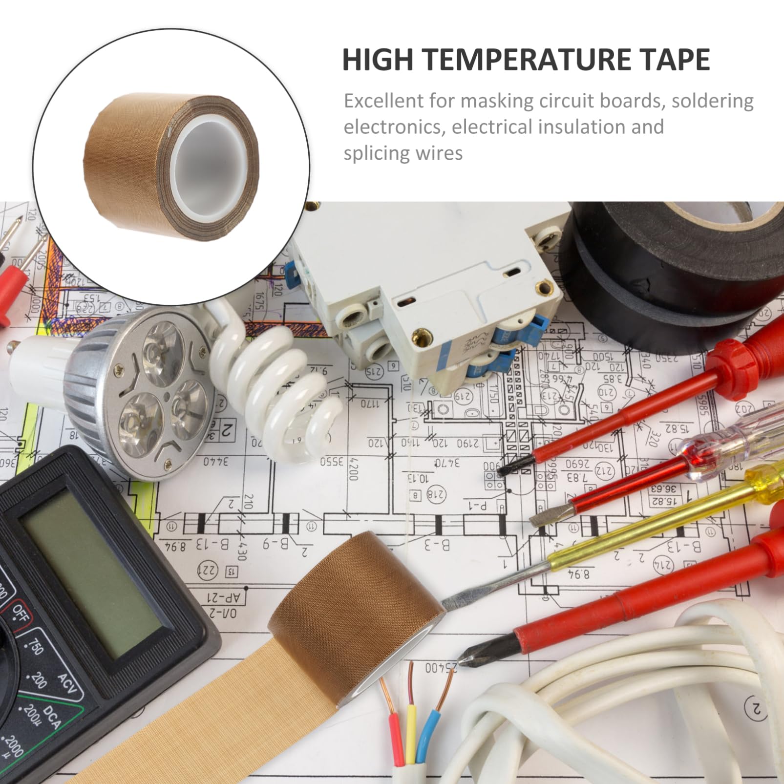Alipis 3 Stück Hochtemperatur Klebeband Braunes Ptfe Isolierband Hitzebeständig für Elektronische Geräte und Motoren Hohe Isolationsleistung und Langlebigkeit