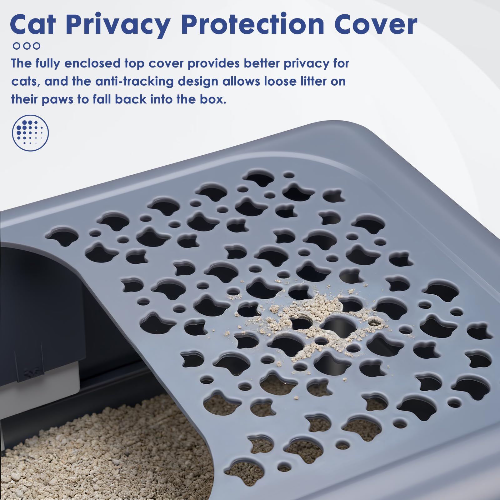 Modign Enclosed Stainless Steel Cat Litter Box with Lid, Top Entry Design,Dog Proof Protection for Cat Privacy, Includes Scoop, Suitable for Kittens, Medium or Normal Sized Cats (Grey) - image 6