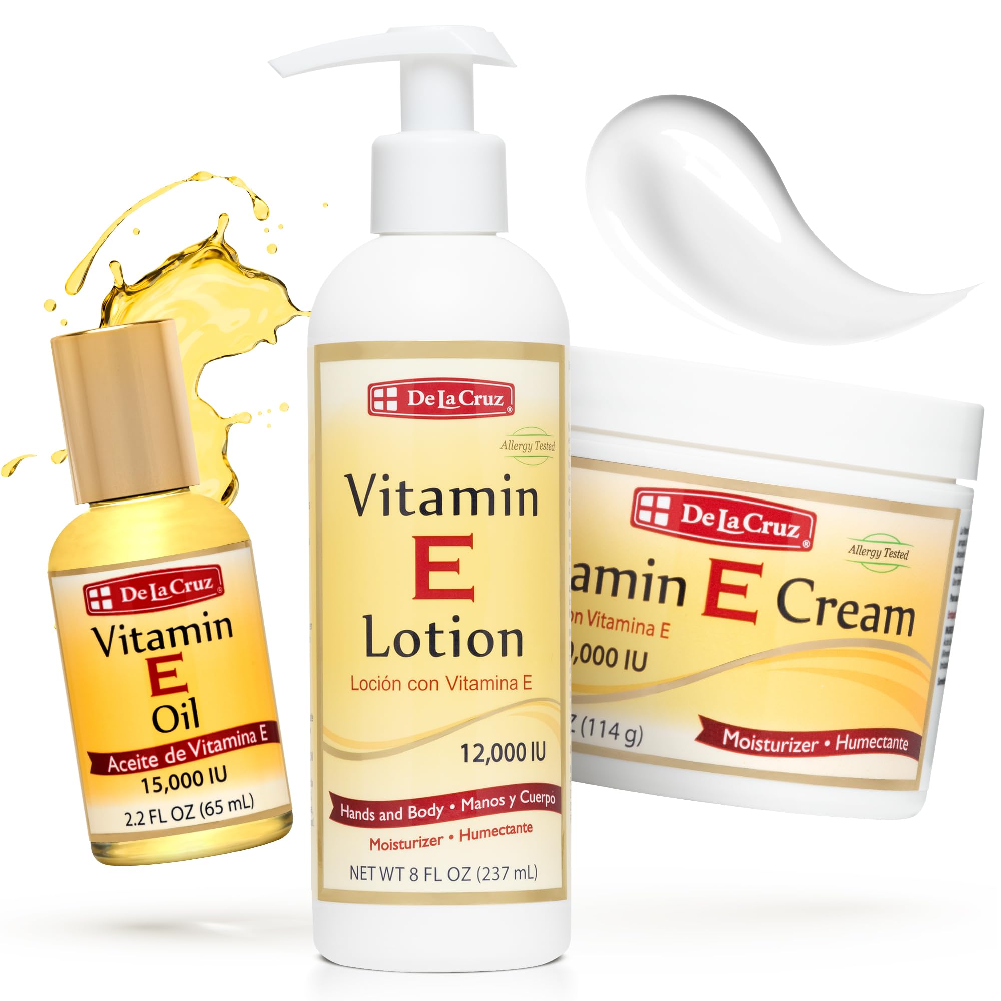 Amazon.com : De La Cruz - Vitamin E Cream, Lotion and Oil Bundle