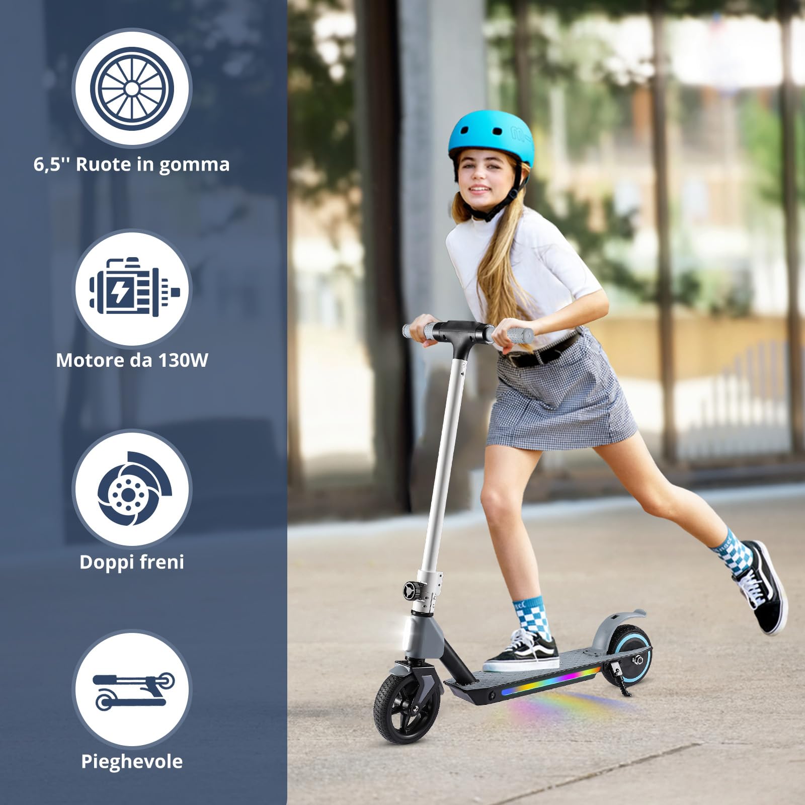 Monopattino Elettrico, 6.5'' Monopattino Elettrico Bambini dai 6 ai 12 anni, Pieghevole Monopattino Bambini,Autonomia 5-8KM,Monopattini Elettrici Display a LED,Regalo per Bambini (S2-Gray)