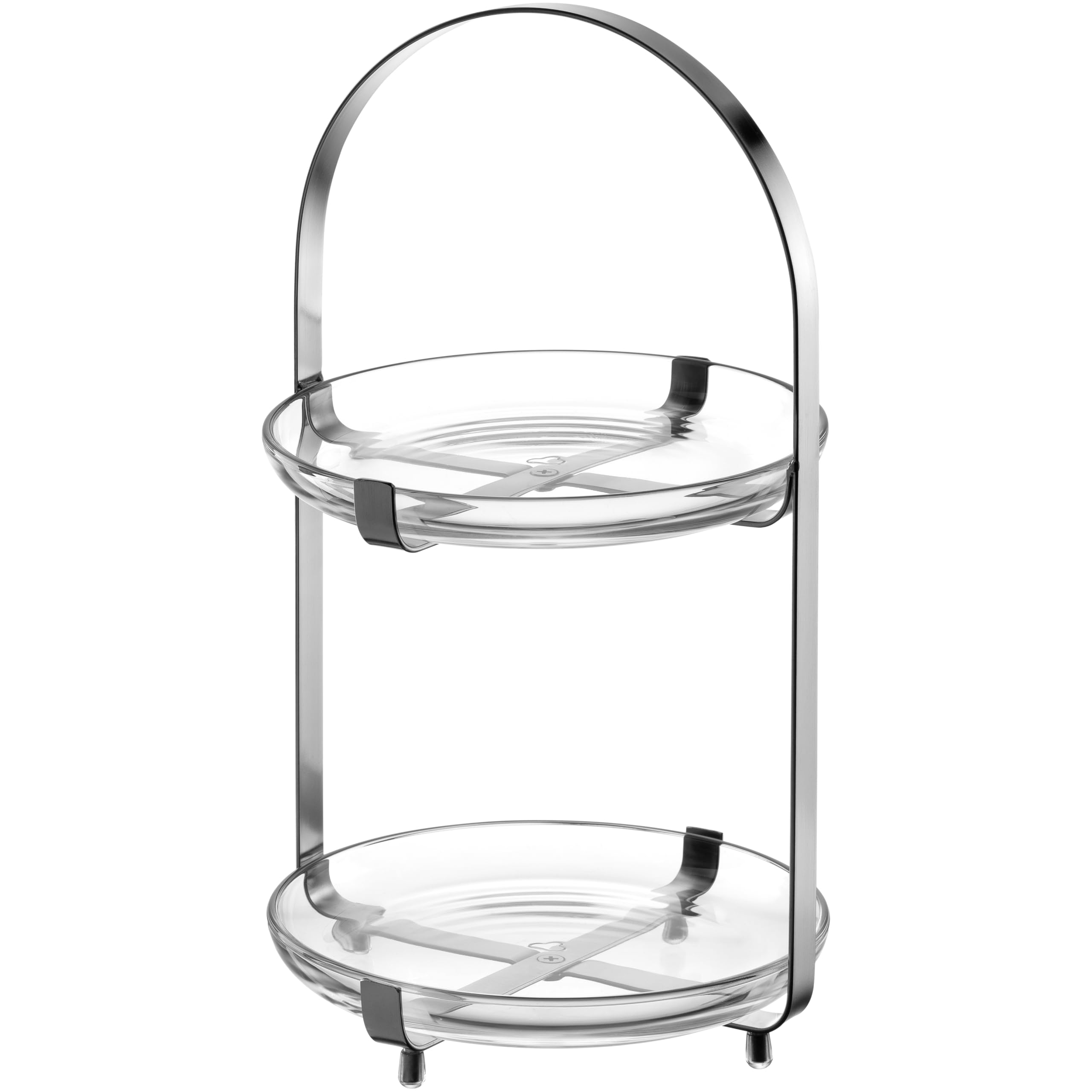 LEONARDO HOME CUCINA Etagere • 1 Stück • Moderne Glasetagere • für Kuchen & Häppchen • elegante Etagere • für Brunch und Buffet • Zeitloses Design • für jede Gelegenheit • Höhe 32 cm • silber • 025365