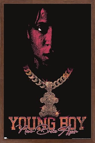 Trends International NBA Youngboy - Póster de pared sagrada, 14.72 x 22.37 pulgadas, versión enmarcada de caoba