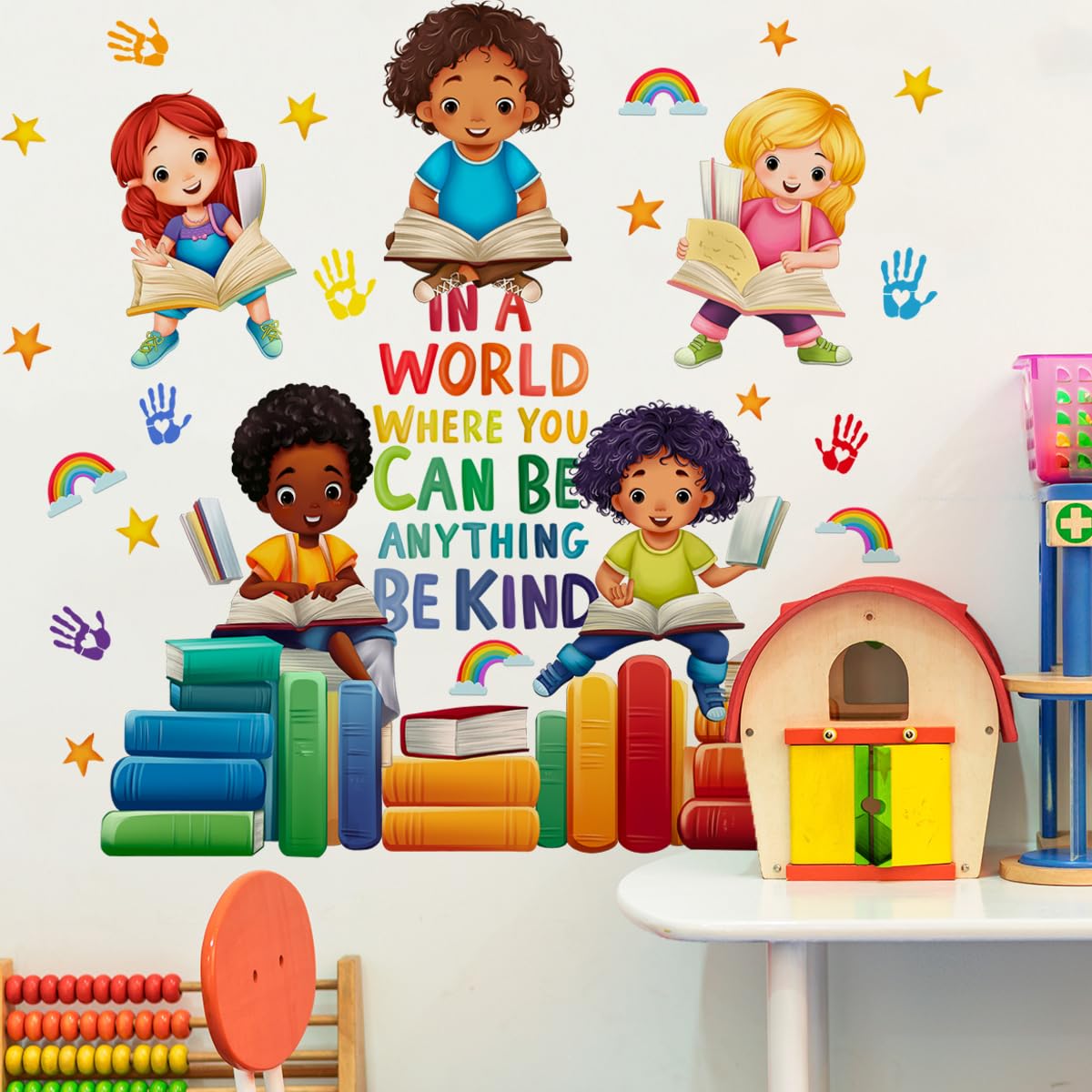 Runtoo Colorful Kids Equality Wall Decals Inspirational Quotes Book Wall Stickers Positive Saying Lettering Wall Decor for Nursery Reading Room Classroom Playroom Daycare Bedroom - Image 4