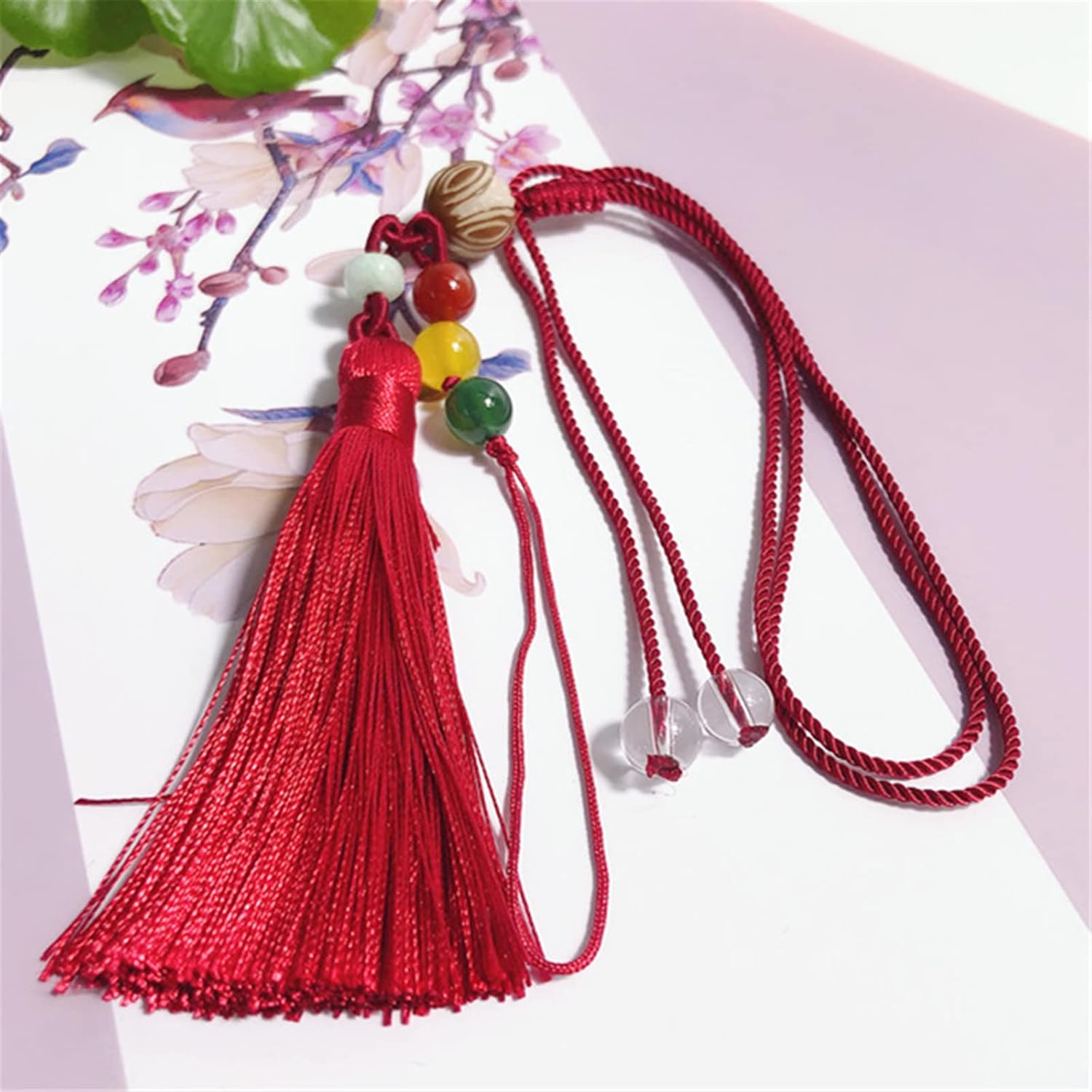 Xeahung 12pcs Handmade Tassels with Loop Bookmark Tassels Bulk Black Craft Tassels for Earrings Tassels for Jewelry Making Keychain Tassels Bulk for Crafts (Red)