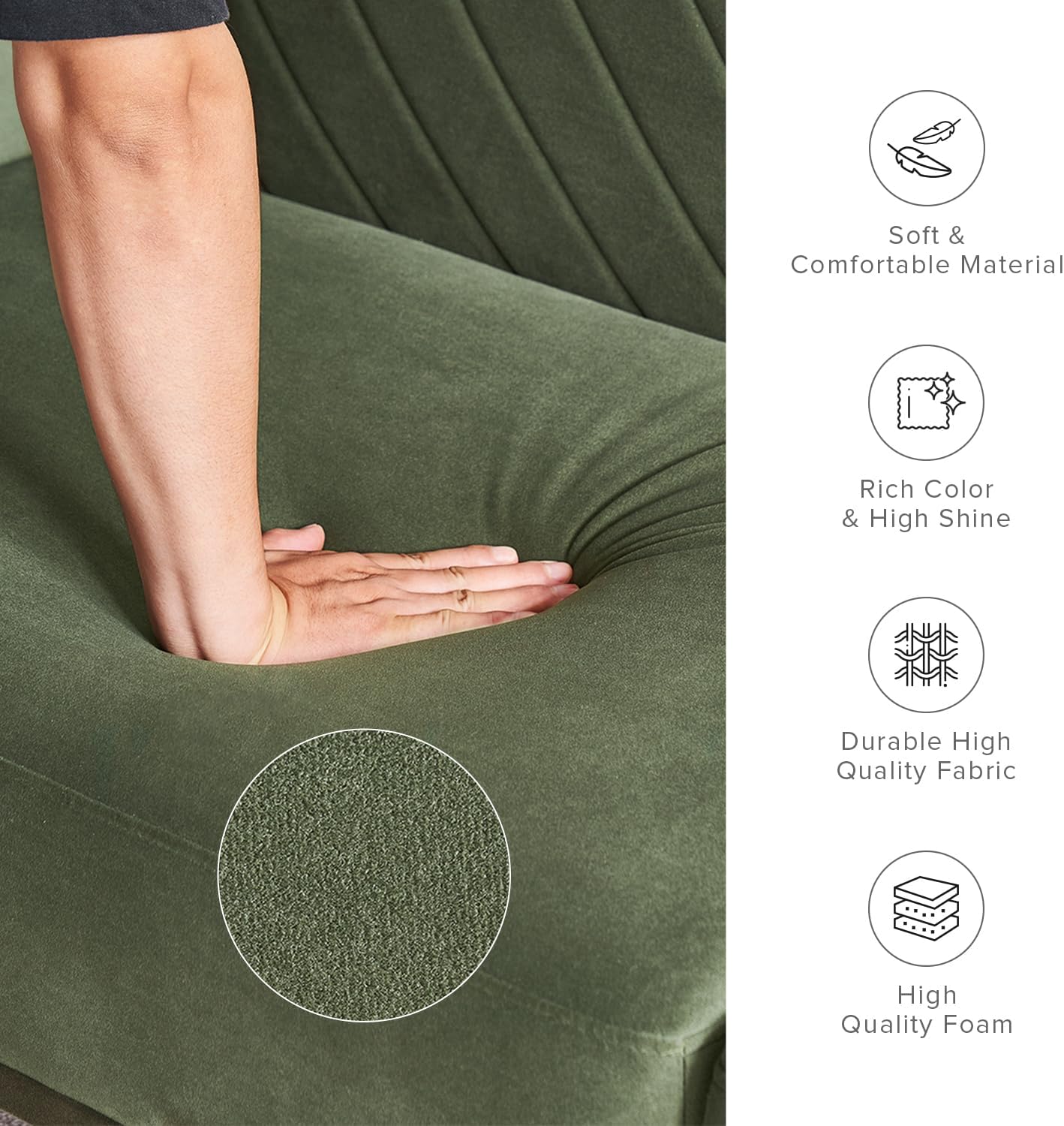 mopio 76.4" Futon Sofa Bed, Couch, Loveseat, Sleeper Sofa, Mid Century Modern Futon Couch, Sofa Cama, Couches for Living Room (Olive Green Premium Velvet)
