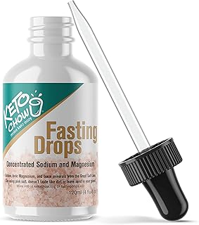 Keto Chow Fasting Drops | Sodium and Ionic Magnesium Fasting Supplement | Intermittent Fasting Mineral Supplements | Electrolyte Replenisher | 120ml Pocket Flask