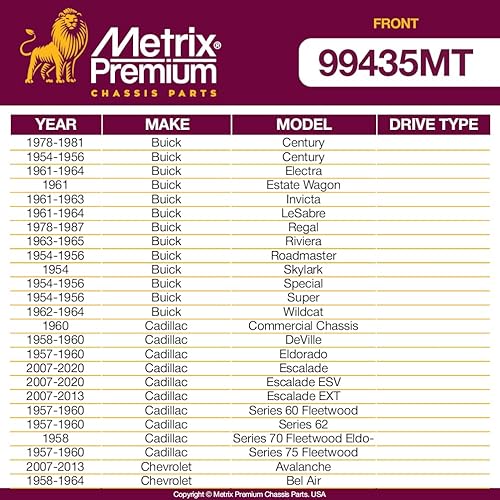 Miniatura 2 de Metrix Premium Chassis Parts - Juego de 2 barras estabilizadoras delanteras para Buick Century, Cadillac Escalade 07-20, Chevrolet Avalanche 07-13,