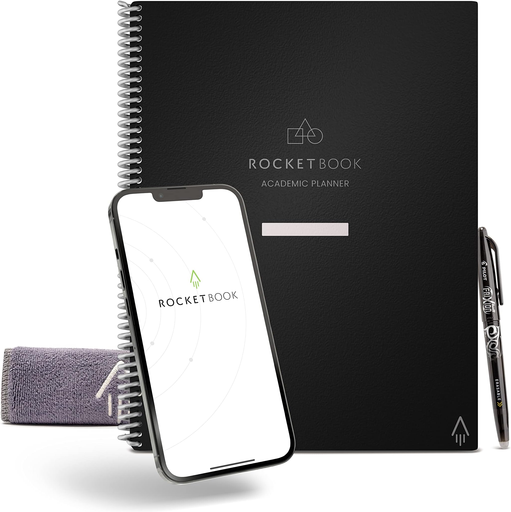 Rocketbook Smart Reusable Notebook, Academic Planner with 13 Page Types, Black, (8.5" x 11")