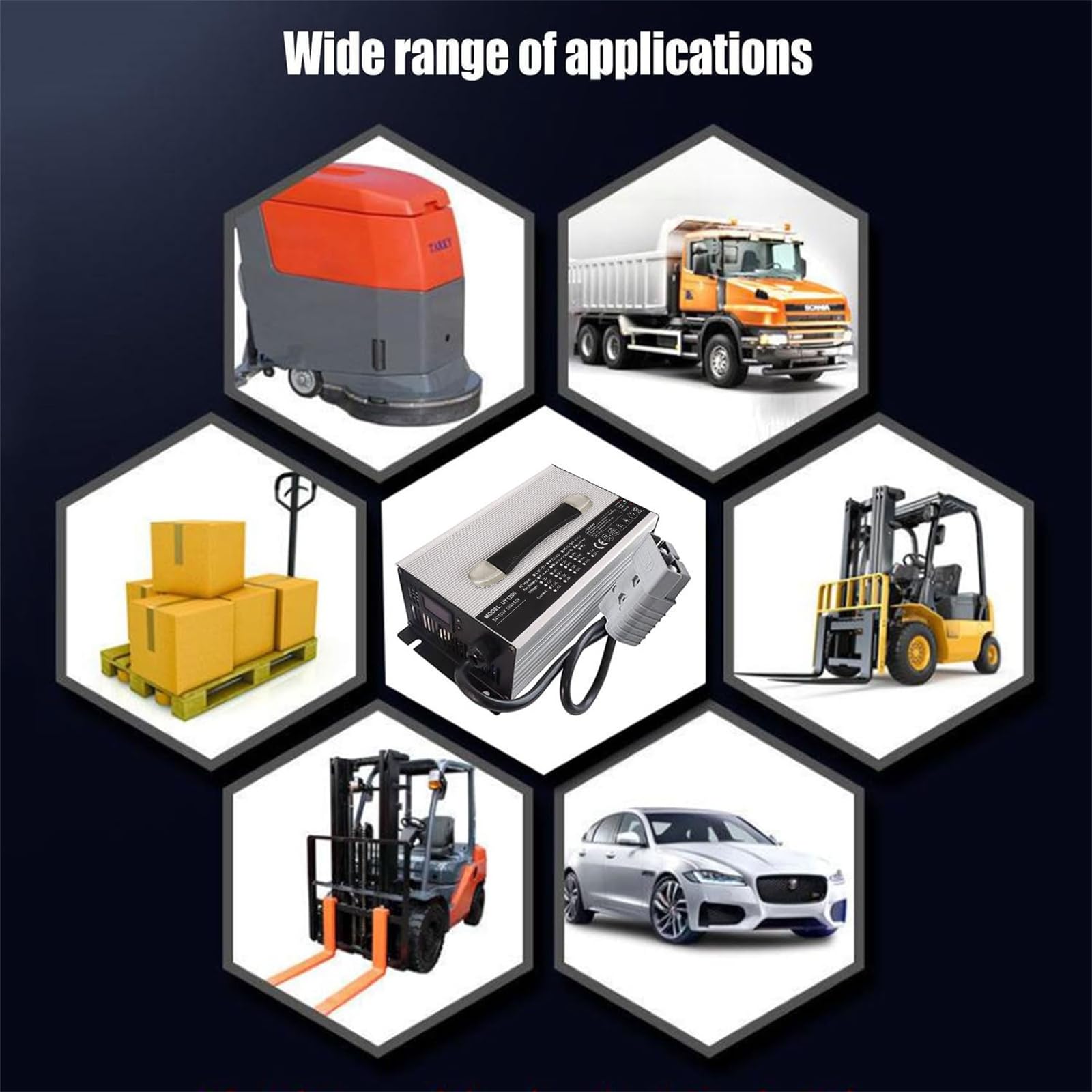Cargador de batería de 12 V/24 V/36 V/48 V/60 V/72 V Cargador de montacargas eléctrico de 1200 W con Conector Anderson de 120 A/175 A/350 A