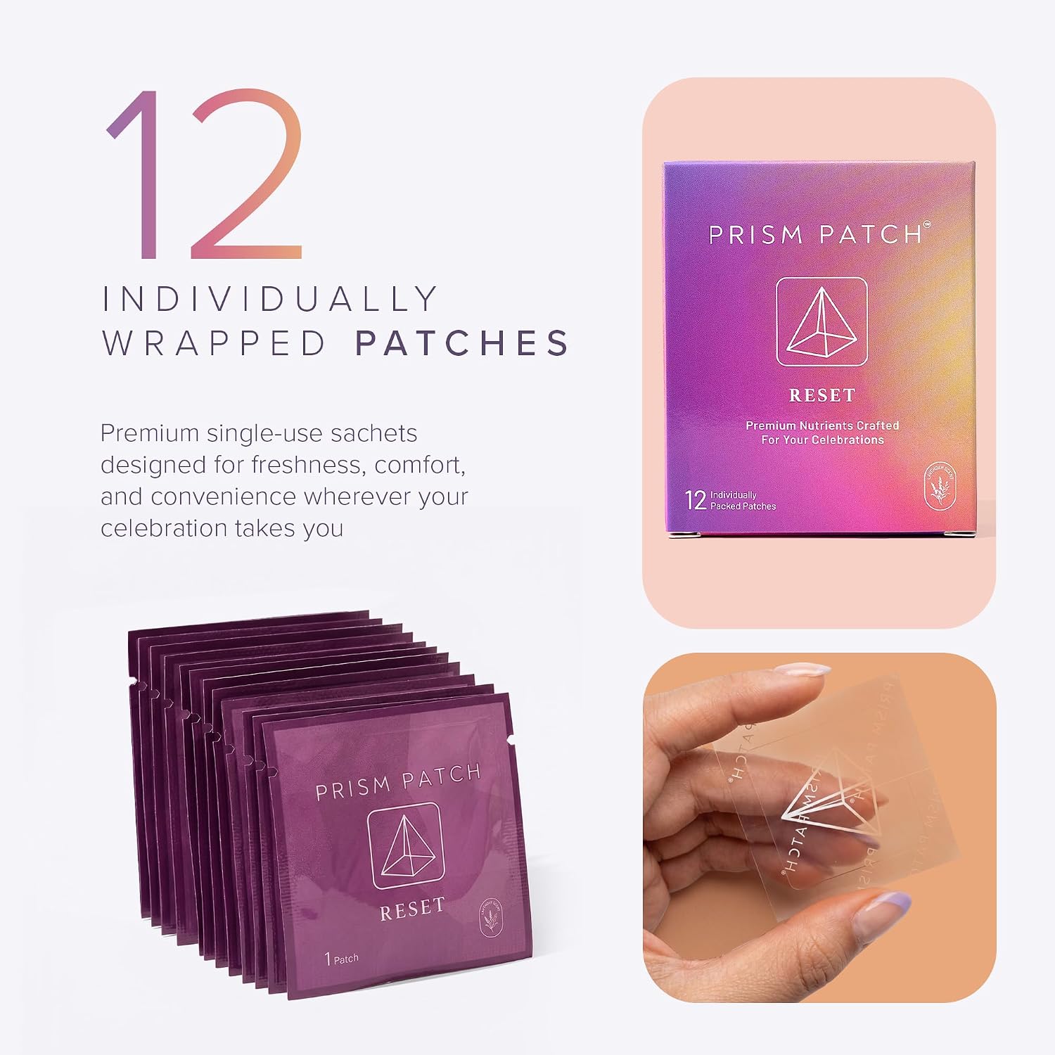 RESET 12 Individually Wrapped Wellness Patches with Lavender Essential Oil