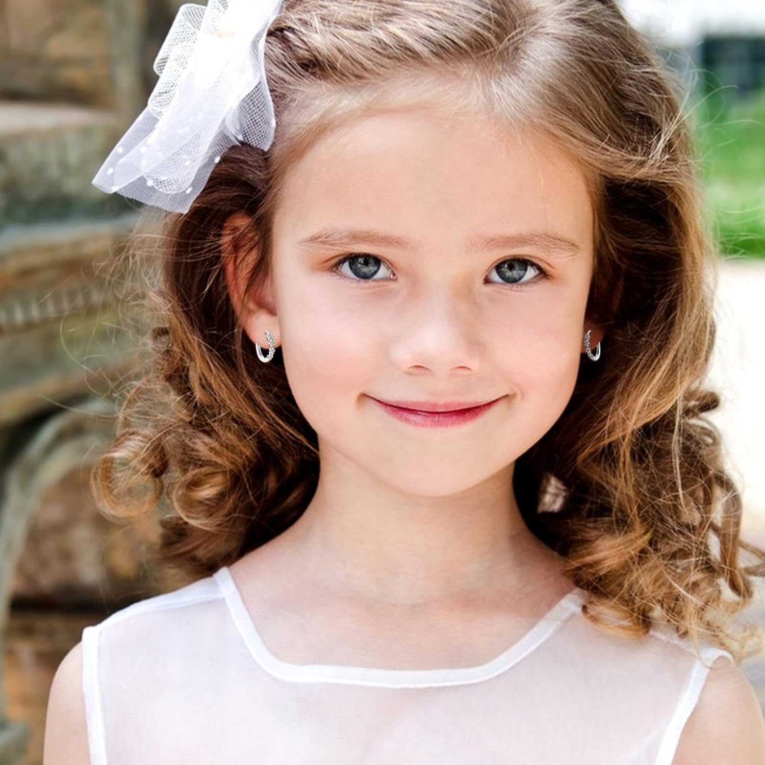 Sterling Silver Hoop Earrings for Women, Dainty Small Huggie Hoop Earrings | Hypoallergenic Daisy Color Cubic Zirconia Flower Hoops Earring Jewellery Gifts for Ladies Birthday Wedding, 12mm Hoop - Image 3