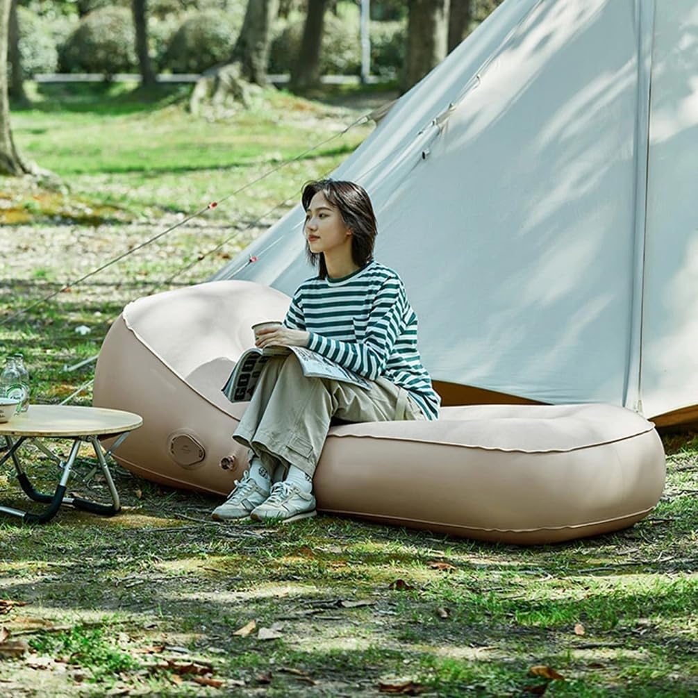 Best Active Automatisch Opblaasbare Bank - Draagbaar Camping Ligbed Met Elektrische Pomp 150kg Draagkracht 180x75x58 Cm Comfortabel Outdoor Relaxbed Luchtbed Met Ingebouwde Pomp Beige