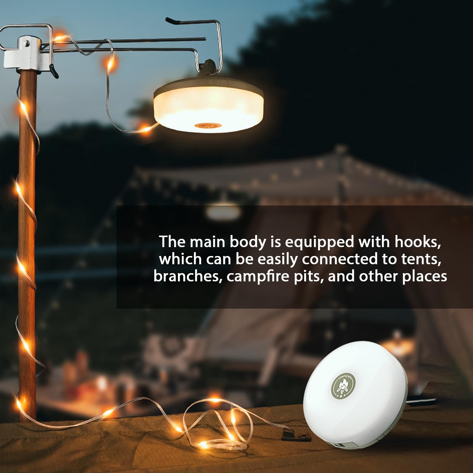 Cadena De Luces LED Camping 10m - USB, Enrollable, Magnética, IP44 Resistente Al Agua, Portátil