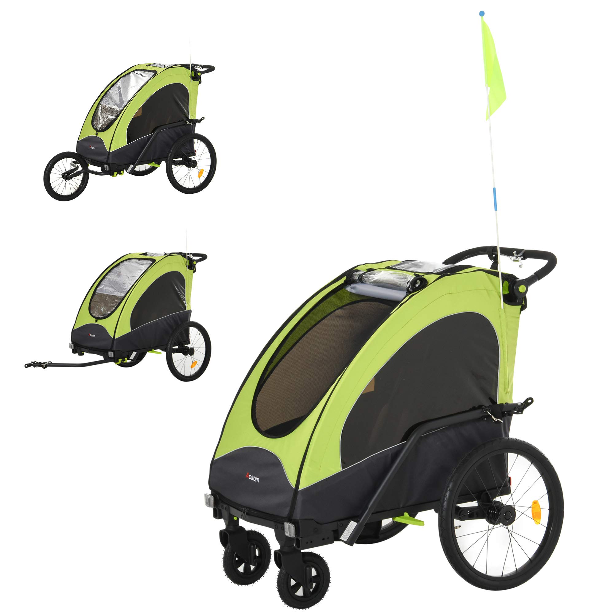 Aosom Bike Trailer for Kids 3 In1 Foldable Child Jogger Stroller Baby