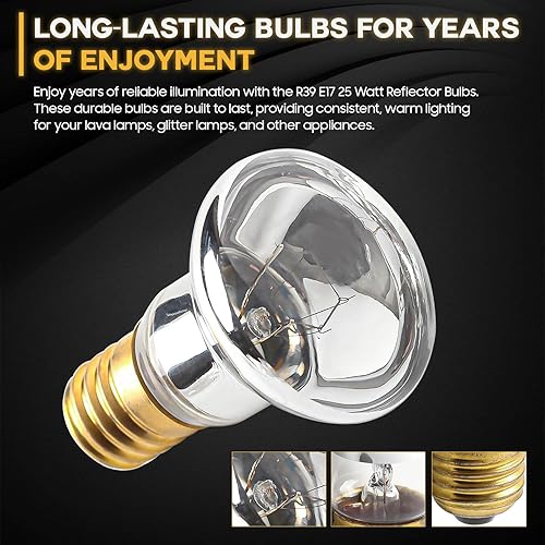 Miniatura 3 de Seentech R39 E17 - Bombilla incandescente de repuesto reflectora de 25 W, 120 V, luz blanca cálida ajustable, bombilla de repuesto para lámpara de