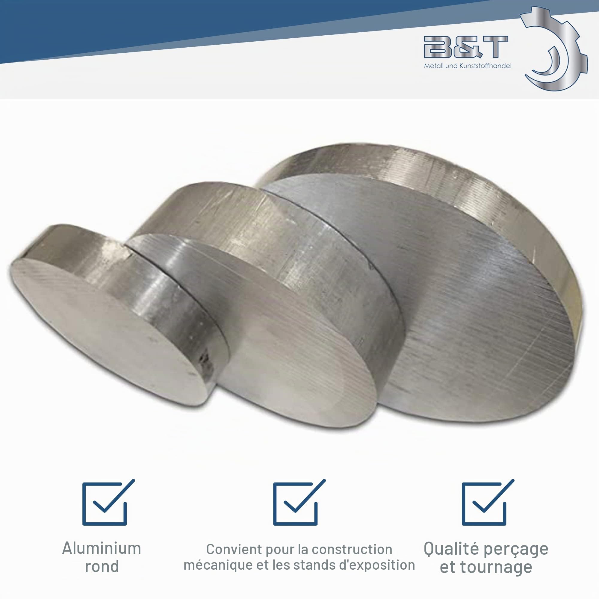 B&T Metall - Tige ronde en aluminium Ø 100 mm - Métal pressé - Longueur : env. 10 cm (100 mm +/- 5 mm)