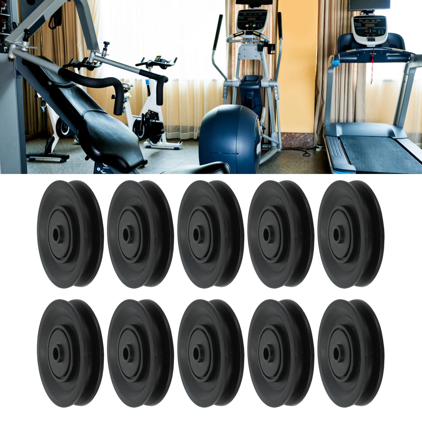 90mm Bearing Pulley, Noiseless 10pcs Nylon Bearing Pulley Wheel Stable for Gym Equipment