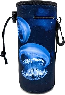 Wanty Neoprene 20 Oz Insulated Water Drink Bottle Cooler Carrier Cover Sleeve Tote Bag Pouch Holder Strap for Climbing Cycling and Running Outdoor Activities (Jellyfish)