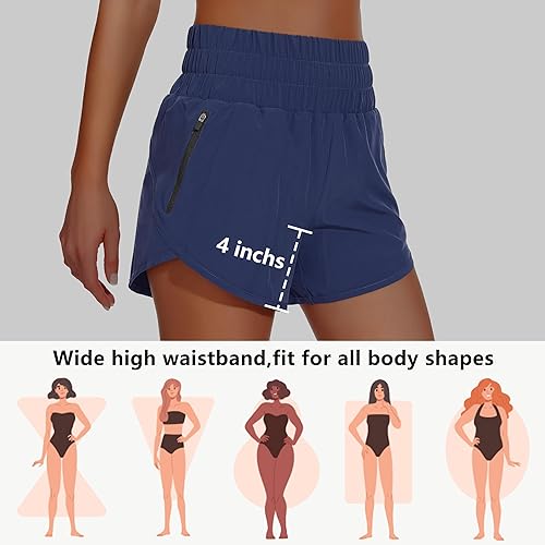 Miniatura 7 de MIVEI Pantalones cortos deportivos de cintura alta para mujer, pantalones cortos deportivos de secado rápido, pantalones cortos deportivos elásticos