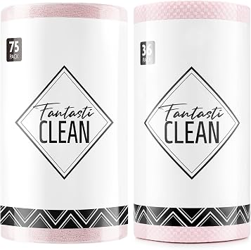 Fantasticlean Tear-Away Microfiber Cleaning Cloth Roll, Reusable Washable Kitchen Towels, Super Absorbent Dish Cloths