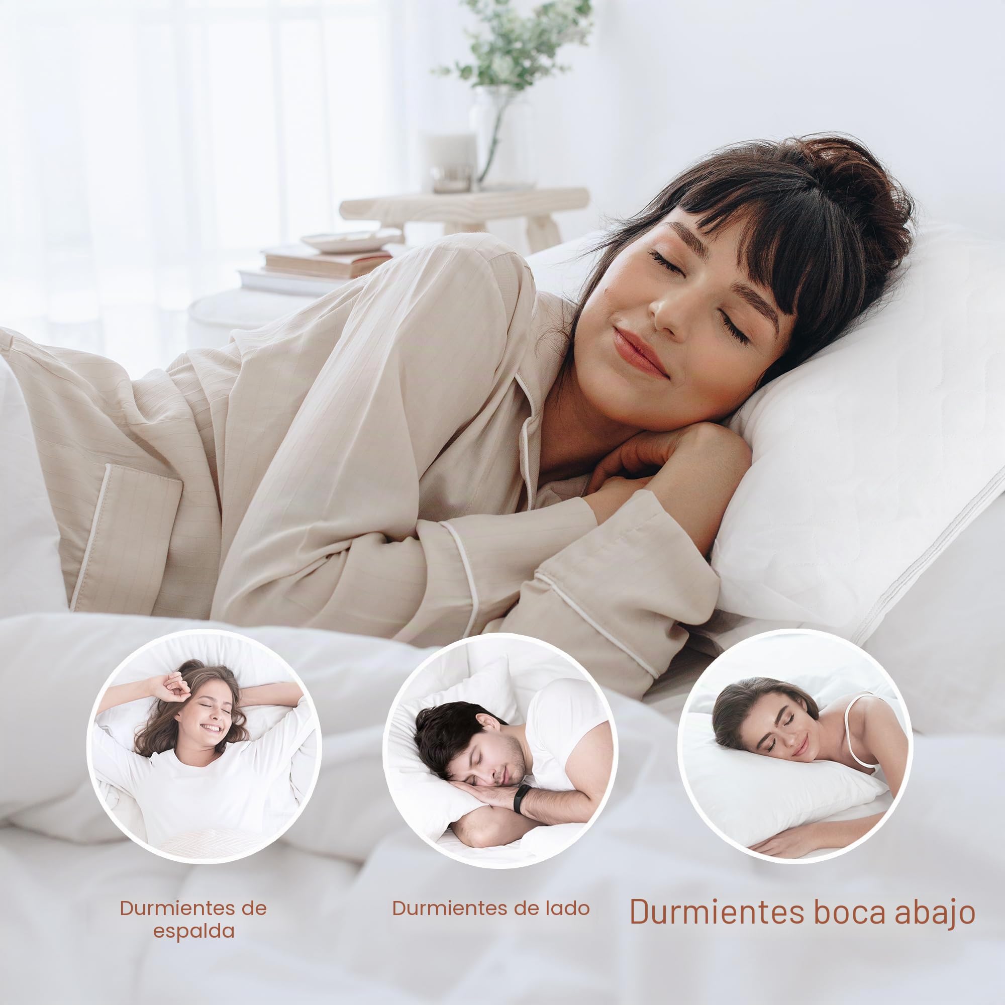 Deodar Almohada de Pluma 50x70, Almohada de Lujo para Dormir de Pluma de Ganso, 100% Algodón Orgánico Funda, Lavable, Certificación Öko-Tex y RDS, 2 Piezas