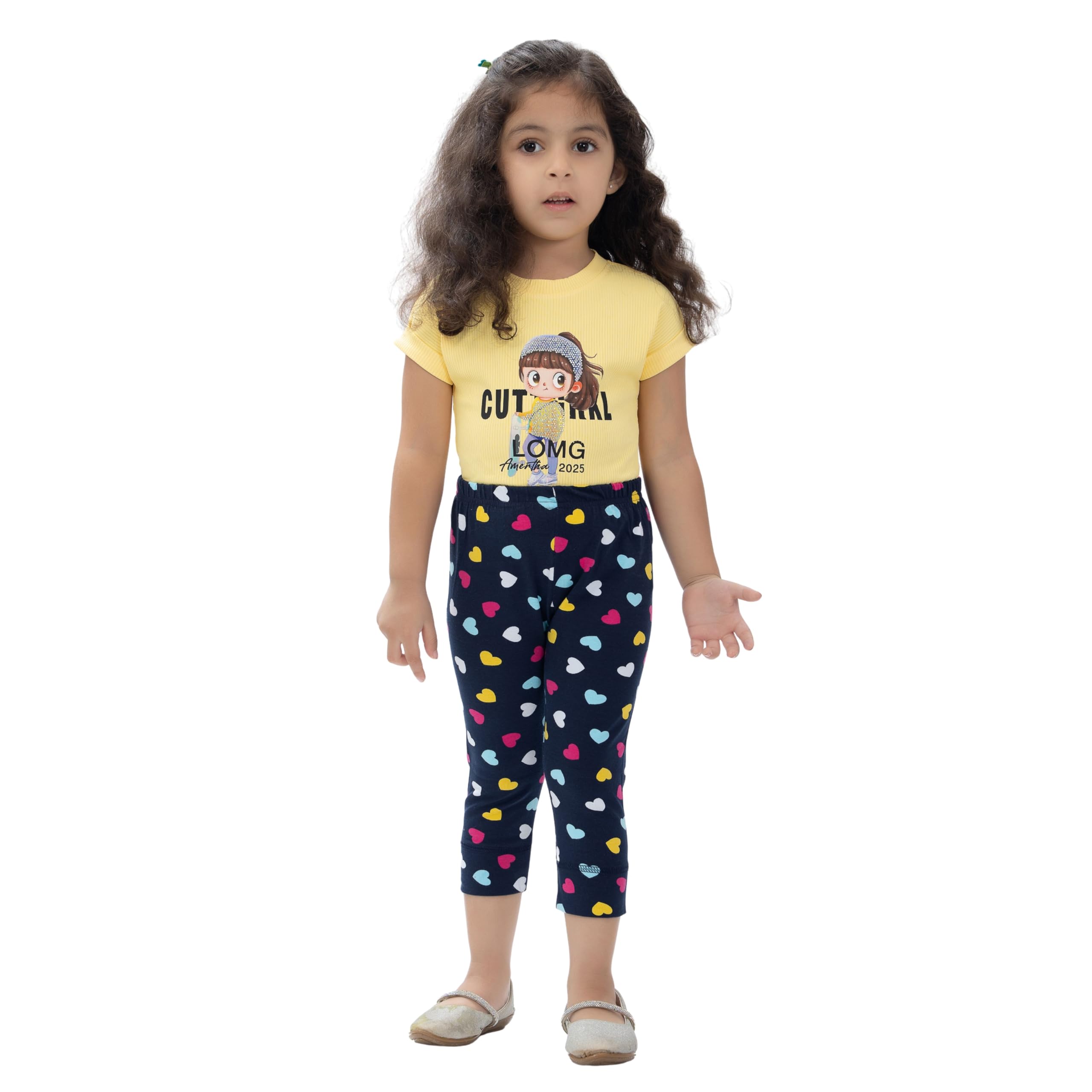 comfycute Pure Cotton Capri for Girls Kids | Stretchable Non-Transparent Soft & Comfortable, Breathable Skin-Friendly, Regular Fit, Bottom Wear for Daily Use - Image 5 thumbnail