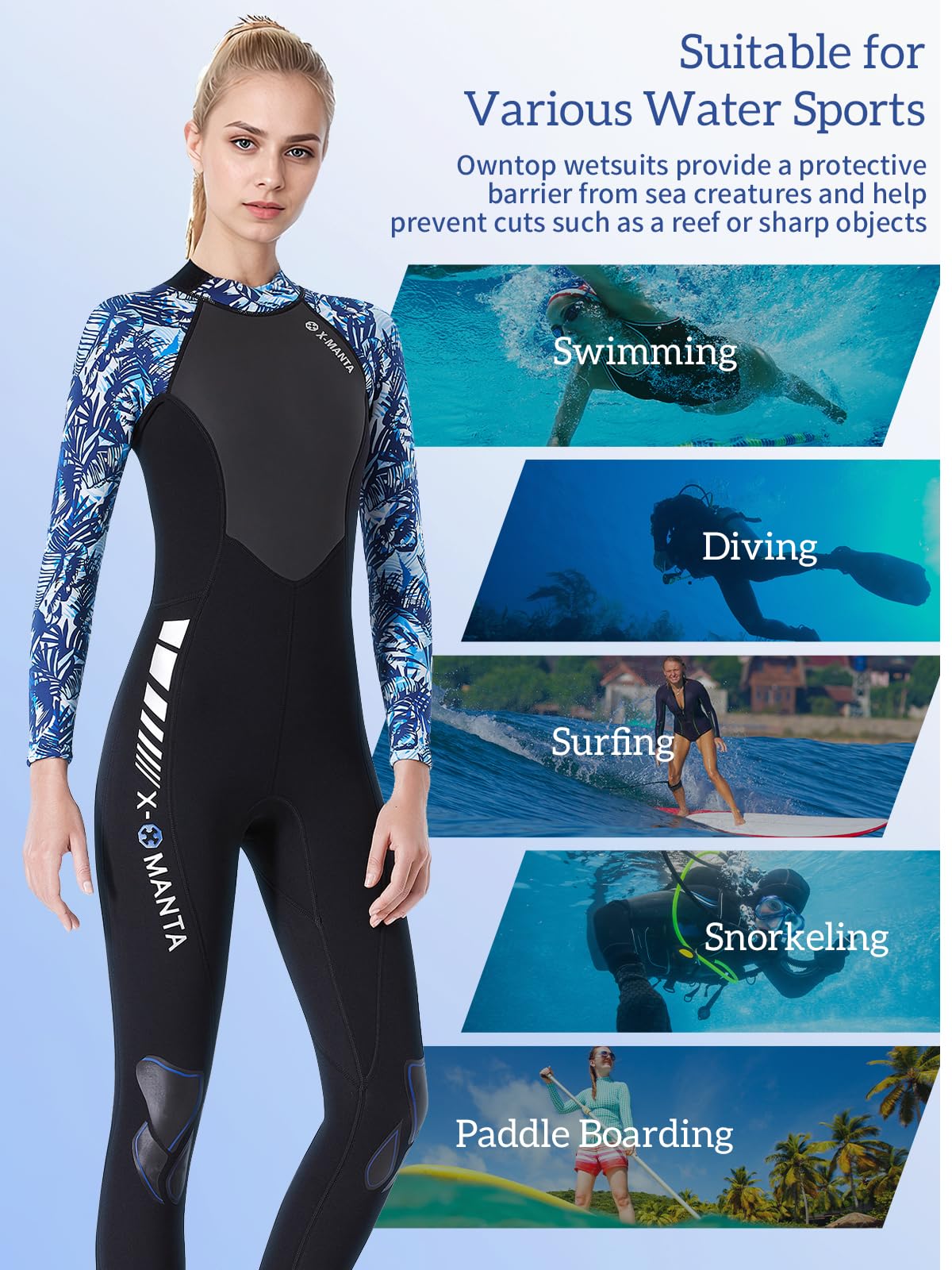 Owntop Dames 3/2mm Wetsuit Volledige Lengte, Ultra-Stretch
