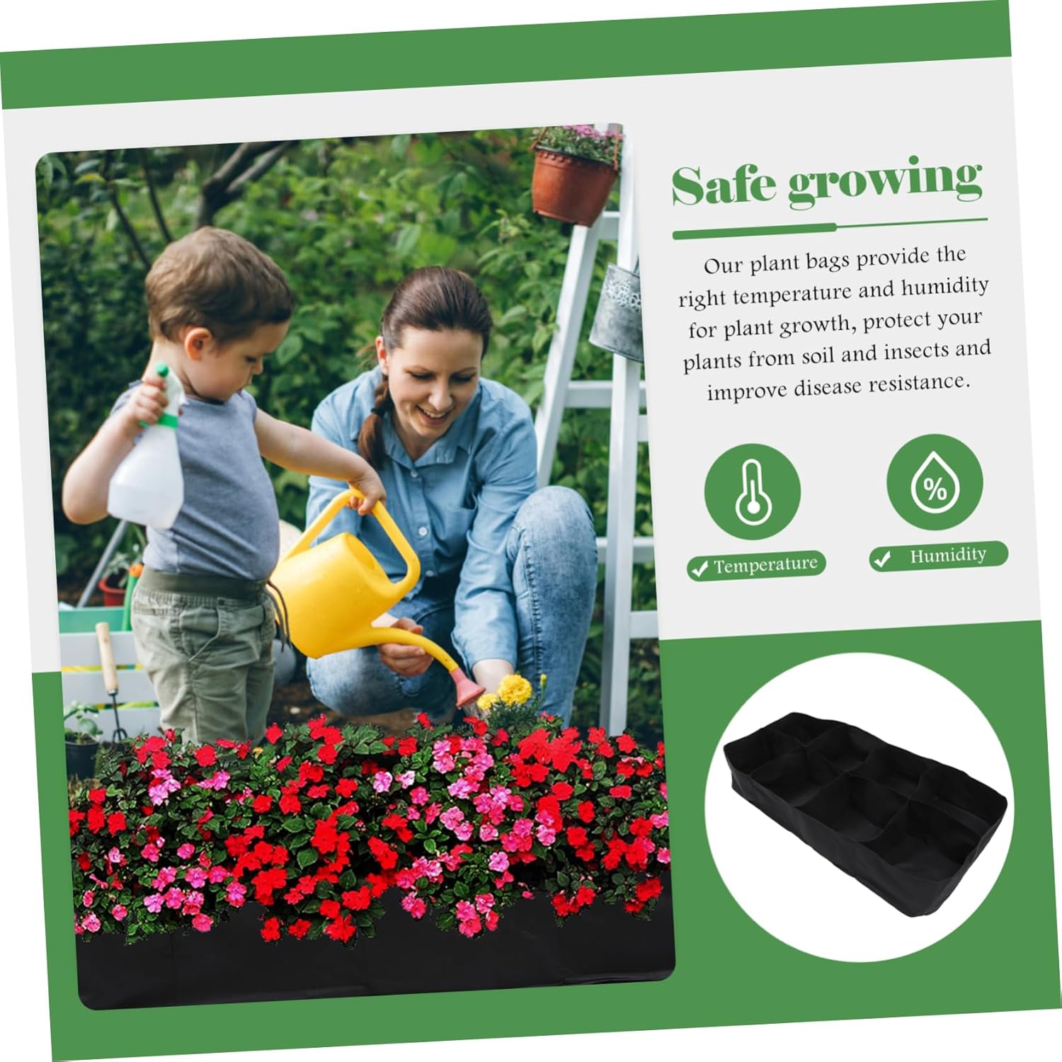 Fabric Planting Bags Breathable Grow Bags for Vegetable Fruit Nurseries Multi-Grid Rectangular Containers Ideal for Gardens Balconies