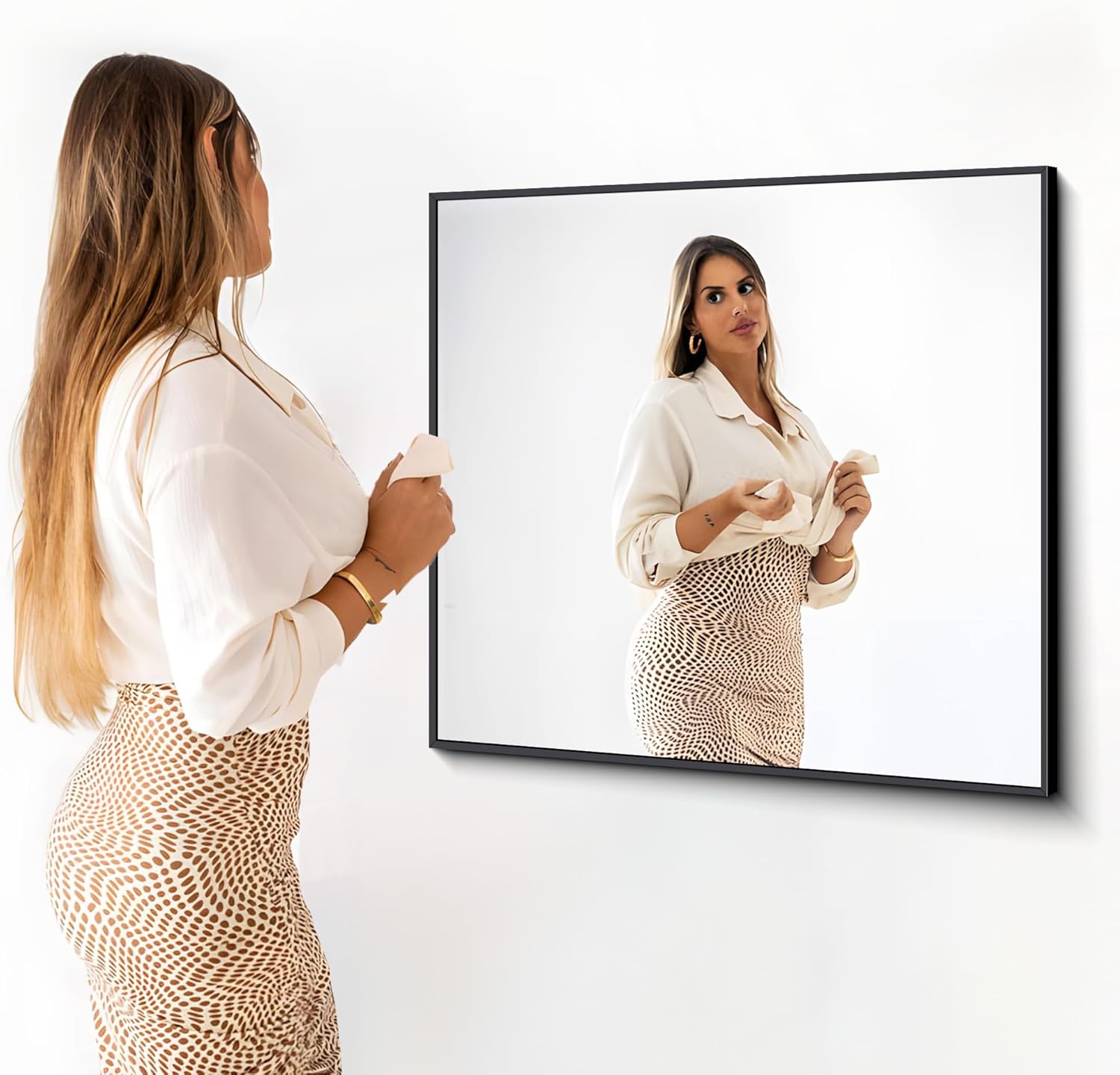 Black Bathroom Mirror for Wall, 36x40 Inch Rectangle Mirrors with Metal Frame, Modern Vanity Wall Mirror Decor for Entryway Hangs, Bathroom Living Room Horizontal or Vertical