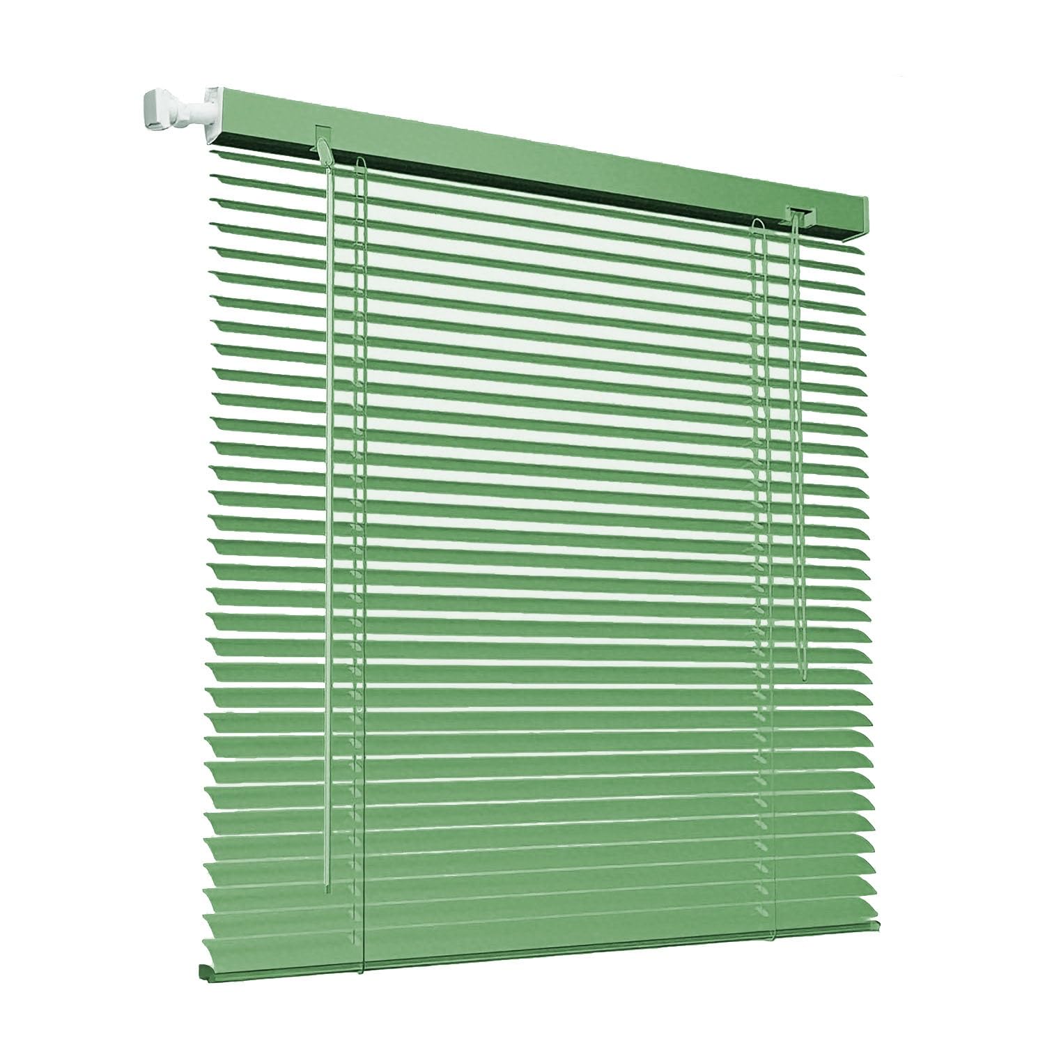 Persianas venecianas de aluminio verde con sistema inalámbrico regulable de 25 mm