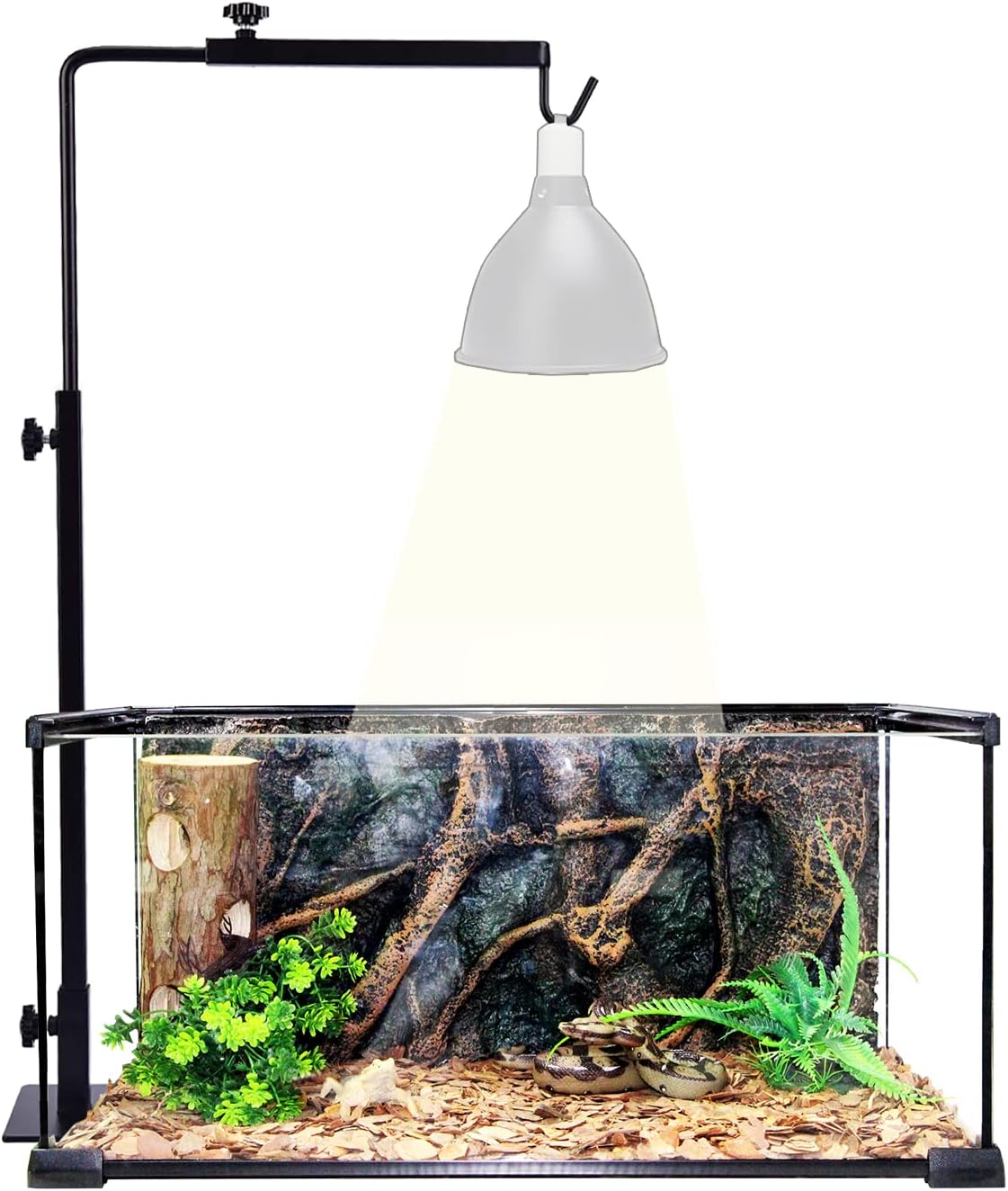 CJWDZ Reptile Lamp Stand Adjustable Terrarium lamp Holder Metal Material Landing Lamp Bracket with Base for Amphibian Lizards Turtles…