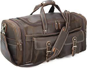 Polare 23" Expandable to 29" Full Grain Leather Duffel Bag for Men