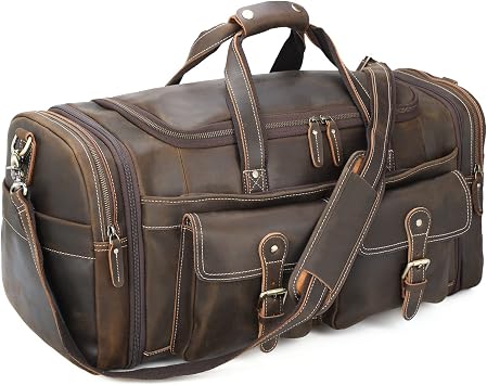Polare 23" Expandable to 29" Full Grain Leather Duffel Bag For Men
