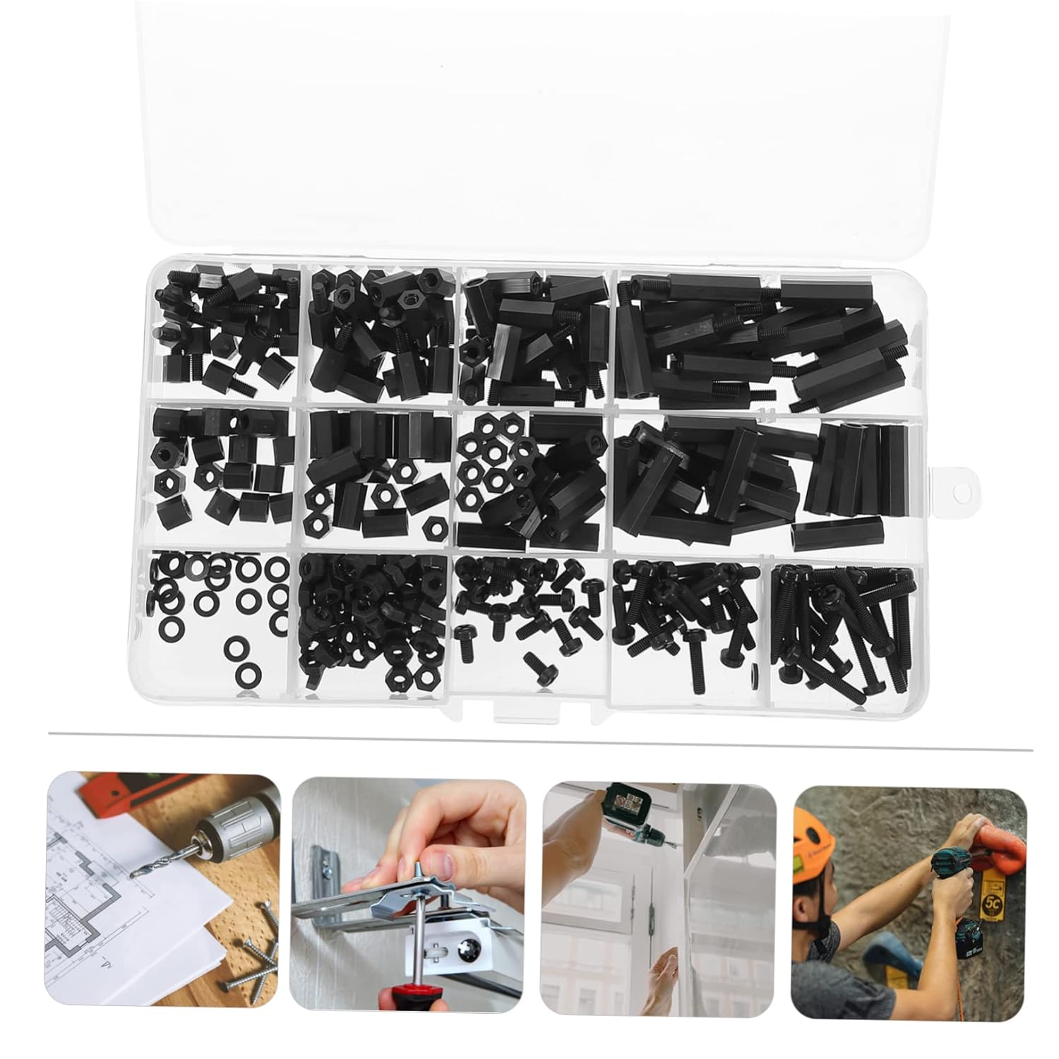 2sets Nylon Spacer and Screw Assortment Kit Nuts Washers and Standoffs for PCB Drone and Computer Motherboard Fastening