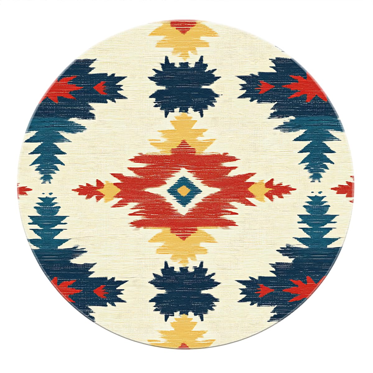 Południowo-zachodni okrągły plemienny dywan Aztec Boho Abstrakcyjna geometryczna wycieraczka miękka antypoślizgowa zmywalna miękka obręcz Meble Home Office Bar Decor 150 cm