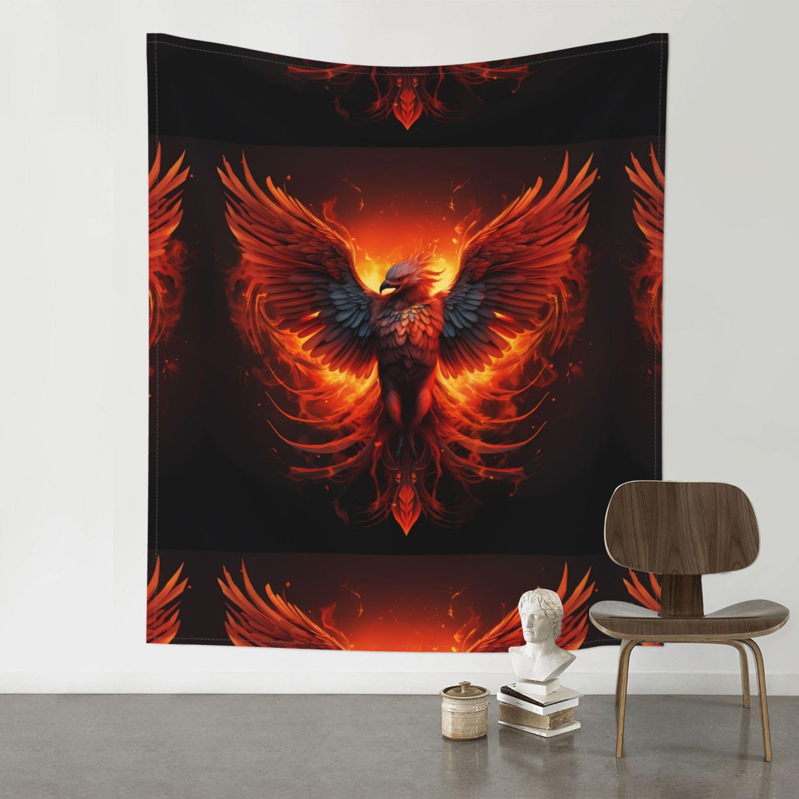 YYHHAOFA Orange Red Phoenix Prints 60x51in Wall Tapestry Boho Chic Dorm Decor & Beach Throw Blanket