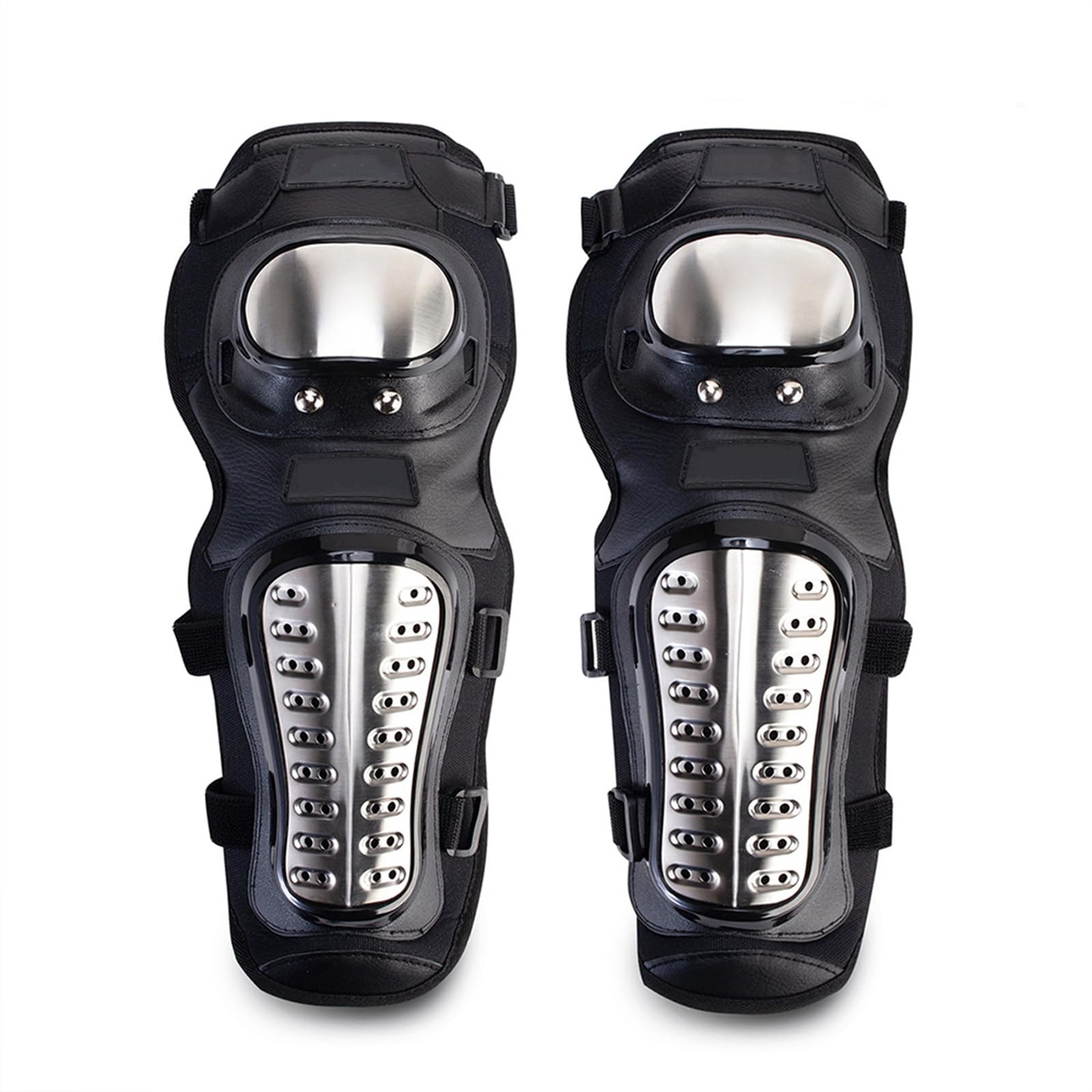 Ochraniacze na łokcie i kolana motocyklowe dla dorosłych, ze stali nierdzewnej, regulowane ochraniacze na golenie, do rowerów wyścigowych, quadów, MTB, zjazdów,Black-Knee Pads